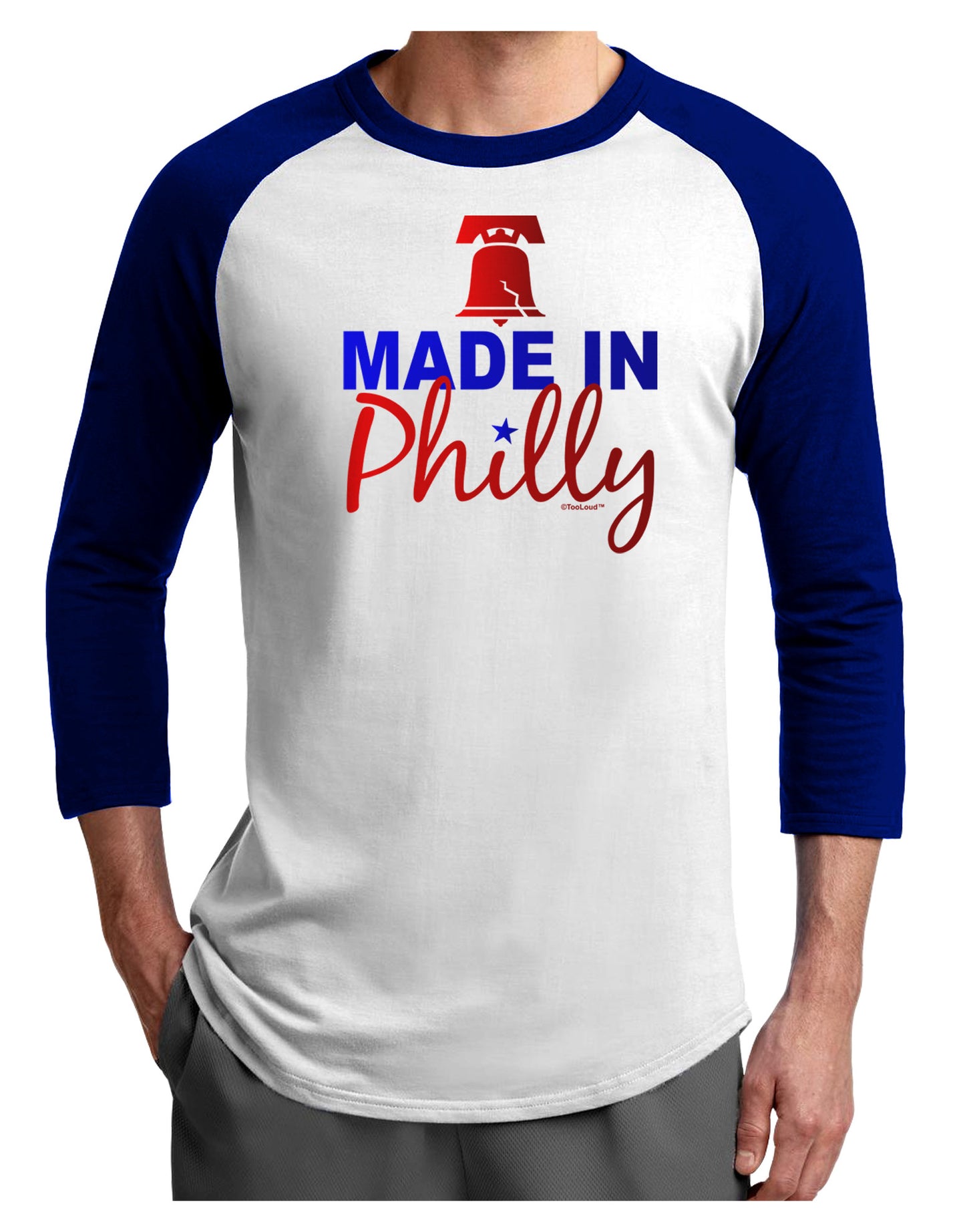Made In Philly Adult Raglan Shirt-Raglan Shirt-TooLoud-White-Royal-X-Small-Davson Sales