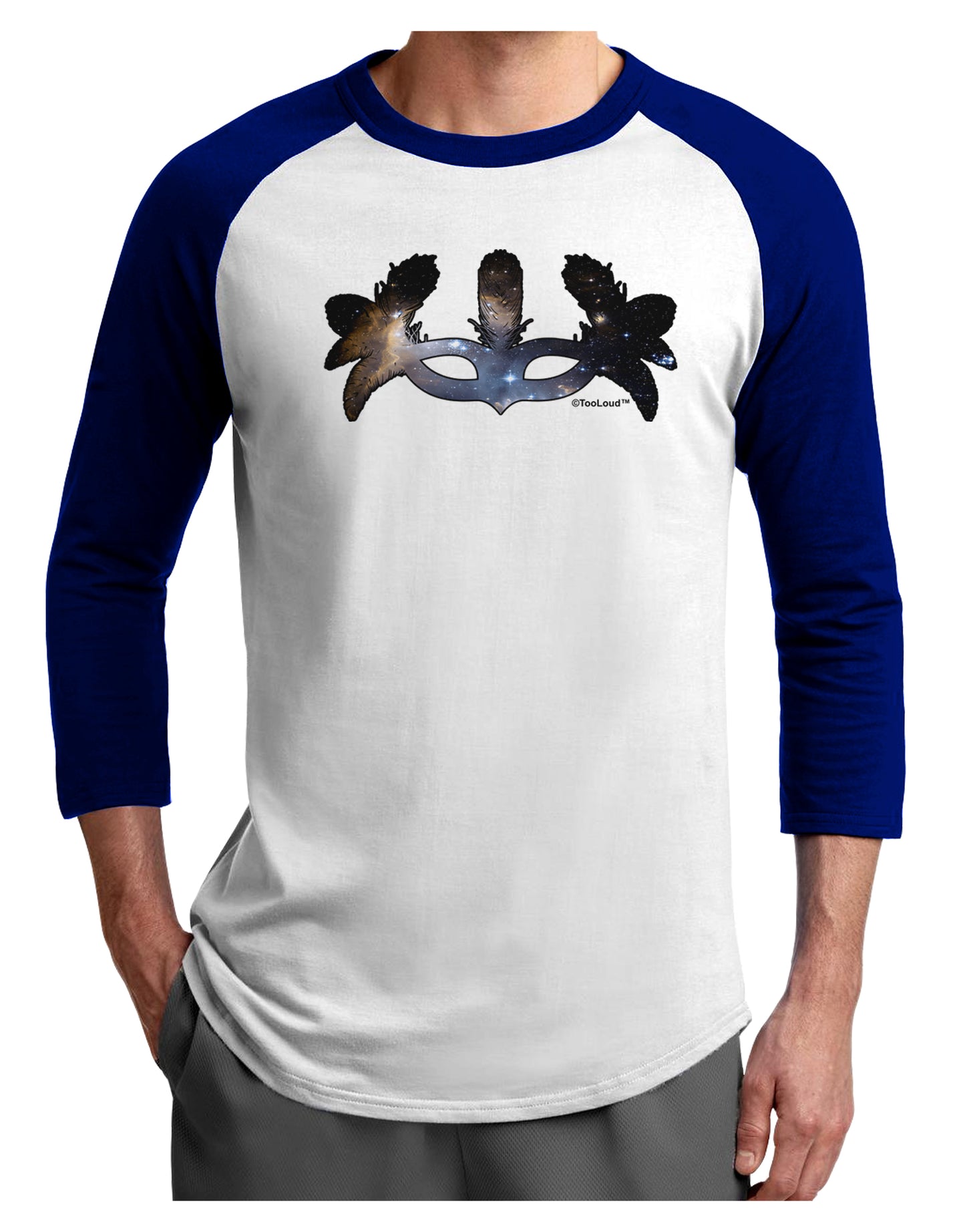 Galaxy Masquerade Mask Adult Raglan Shirt by TooLoud-TooLoud-White-Royal-X-Small-Davson Sales