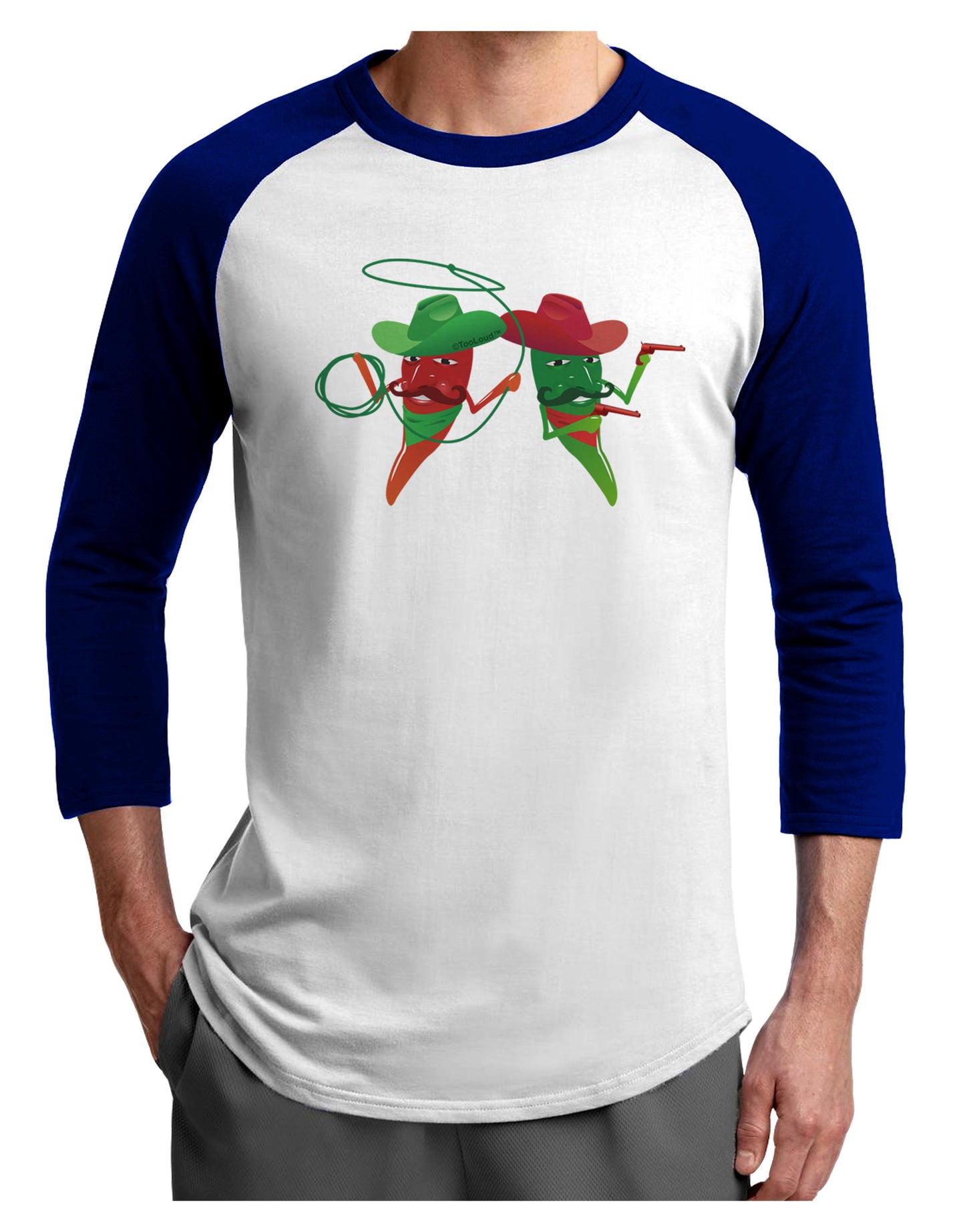 Cowboy Chili Peppers Adult Raglan Shirt-Raglan Shirt-TooLoud-White-Royal-X-Small-Davson Sales