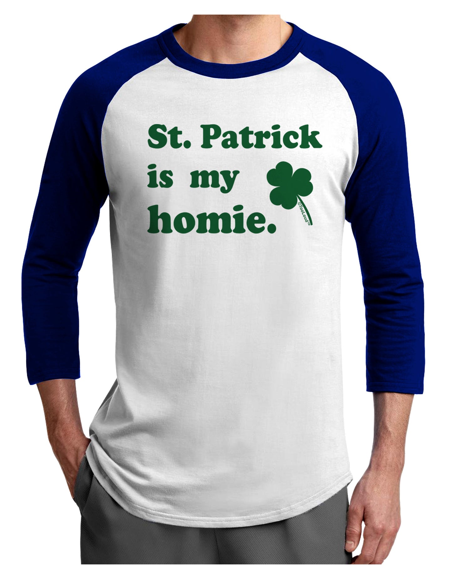 St Patrick is my Homie Adult Raglan Shirt-Raglan Shirt-TooLoud-White-Royal-X-Small-Davson Sales