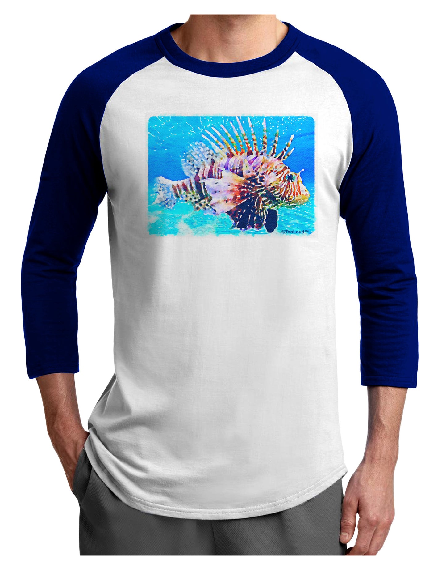 Lionfish in Watercolor Adult Raglan Shirt by-Raglan Shirt-TooLoud-White-Royal-X-Small-Davson Sales