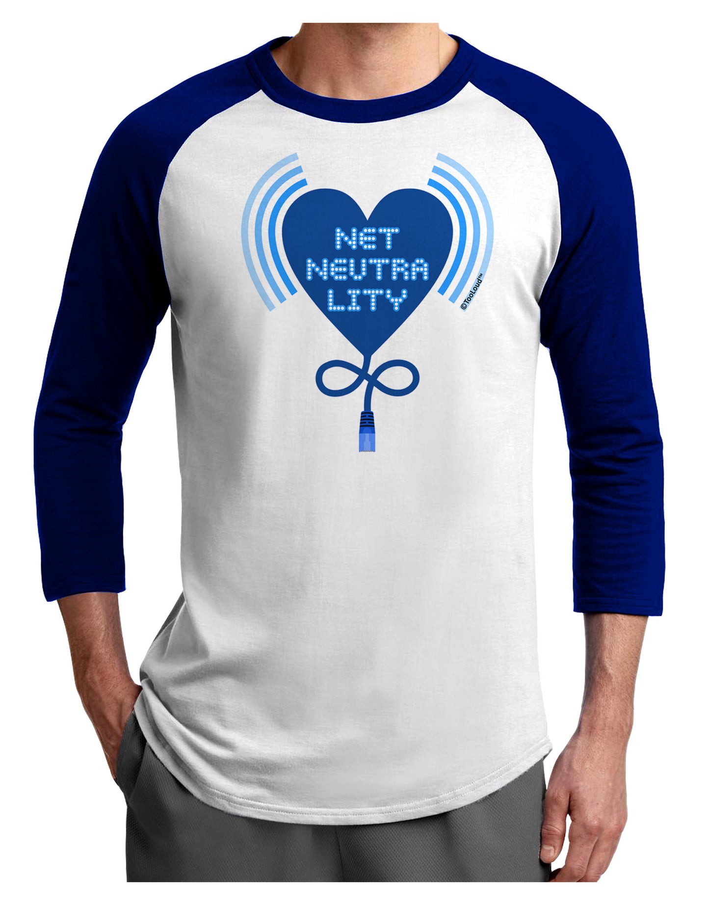 Heart Net Neutrality Adult Raglan Shirt-TooLoud-White-Royal-X-Small-Davson Sales