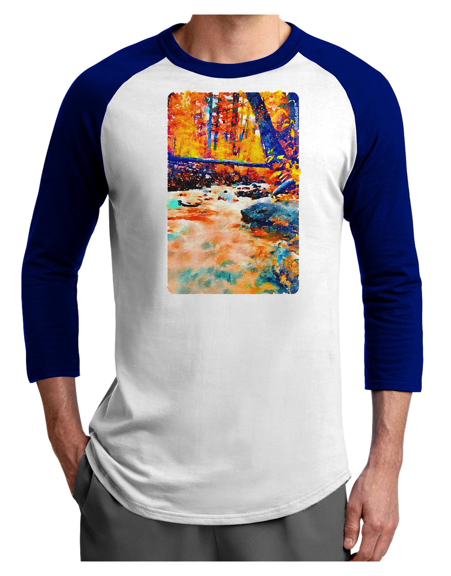 Mt Shavano Colorado Watercolor Adult Raglan Shirt-TooLoud-White-Royal-X-Small-Davson Sales