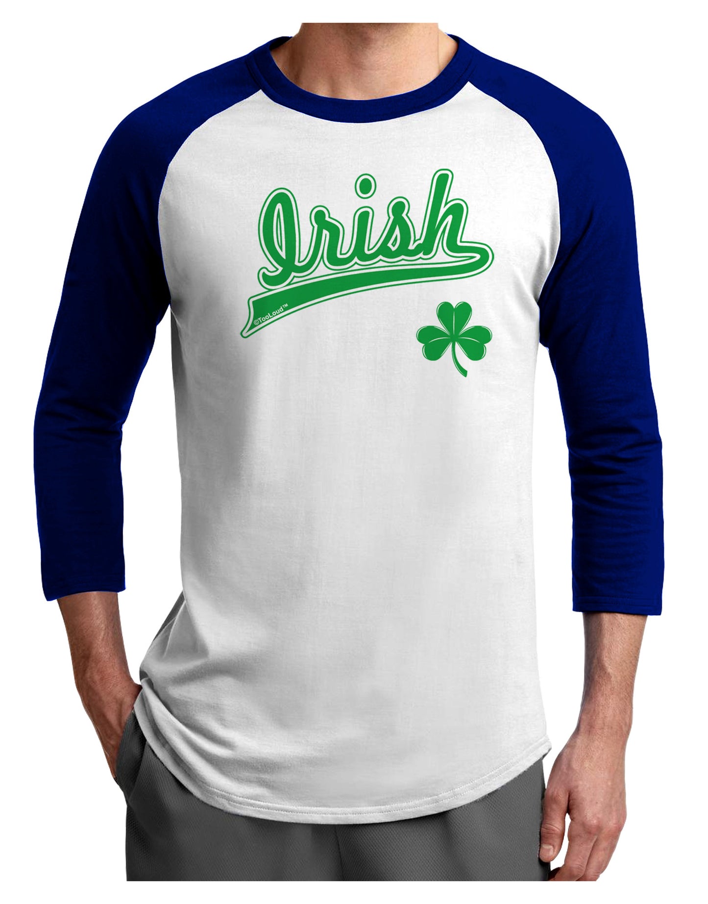 Irish Jersey Adult Raglan Shirt-TooLoud-White-Royal-X-Small-Davson Sales
