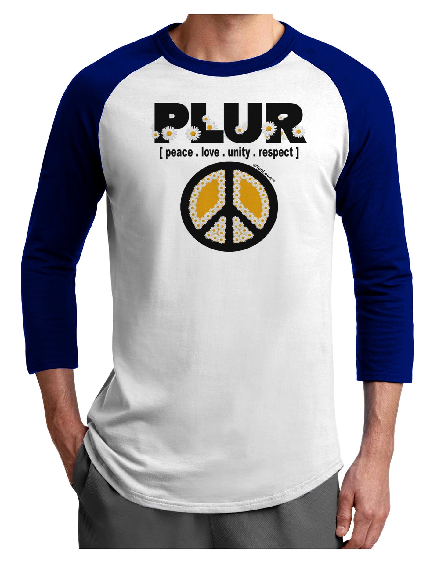 PLUR Daisies Adult Raglan Shirt-Raglan Shirt-TooLoud-White-Royal-X-Small-Davson Sales