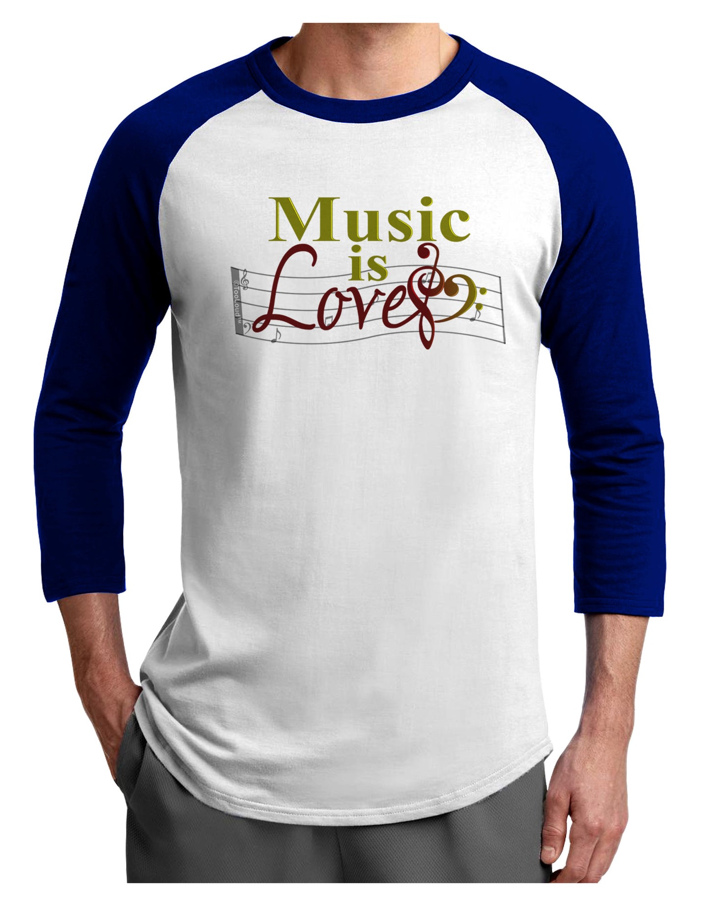 Music Is Love Adult Raglan Shirt-Raglan Shirt-TooLoud-White-Royal-X-Small-Davson Sales