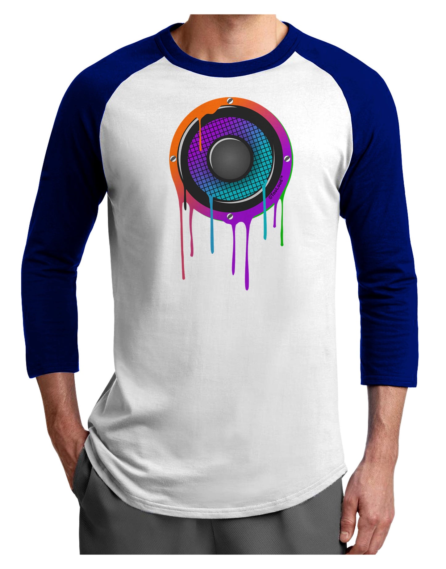 Paint Drips Speaker Adult Raglan Shirt-Raglan Shirt-TooLoud-White-Royal-X-Small-Davson Sales