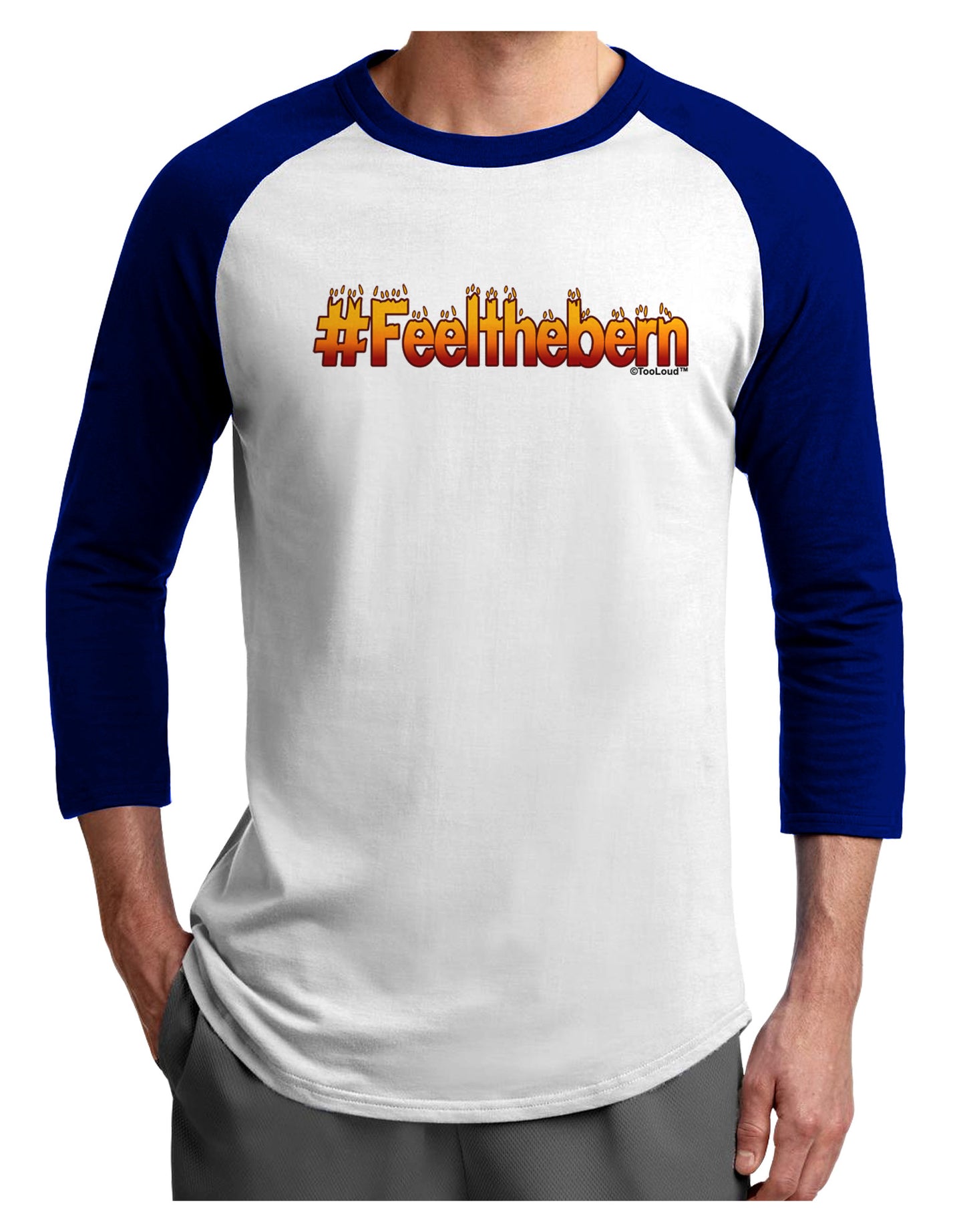 Hashtag Feelthebern Adult Raglan Shirt-TooLoud-White-Royal-X-Small-Davson Sales