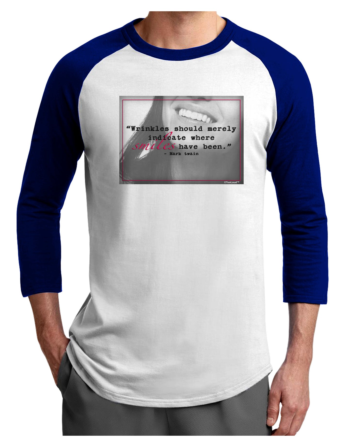 Where Smiles Mark Twain Adult Raglan Shirt-Raglan Shirt-TooLoud-White-Royal-X-Small-Davson Sales
