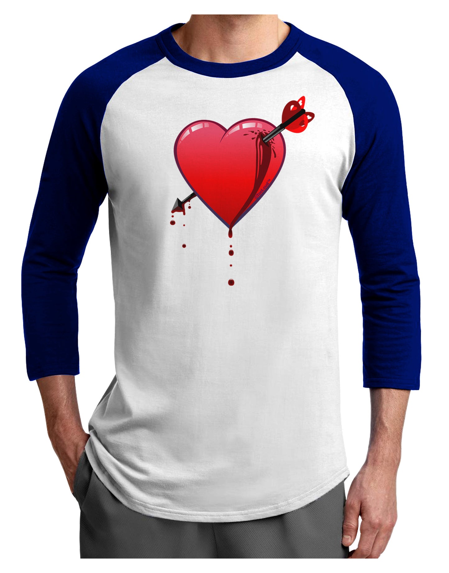 Shot Through the Heart Bleeding Adult Raglan Shirt by-Raglan Shirt-TooLoud-White-Royal-X-Small-Davson Sales