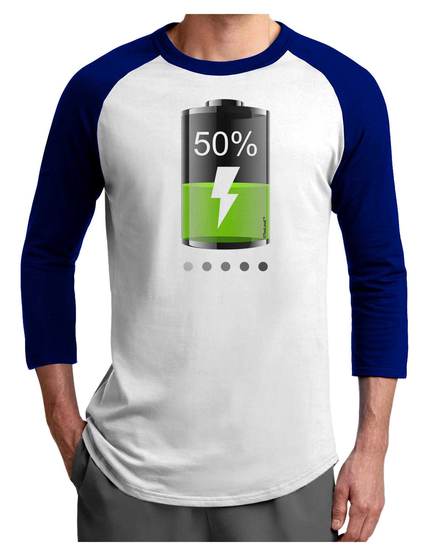 Half Energy 50 Percent Adult Raglan Shirt-Raglan Shirt-TooLoud-White-Royal-X-Small-Davson Sales