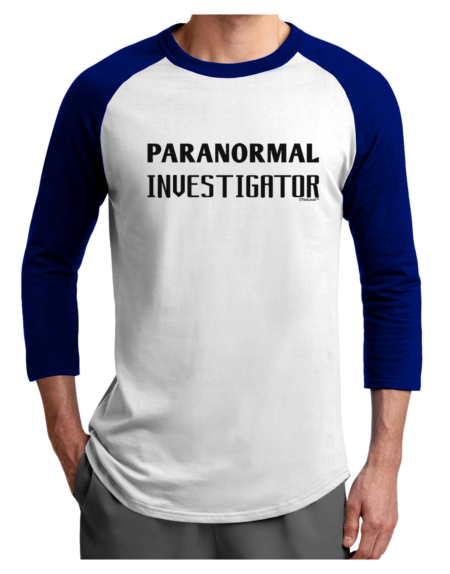 Paranormal Investigator Adult Raglan Shirt-Raglan Shirt-TooLoud-White-Royal-X-Small-Davson Sales