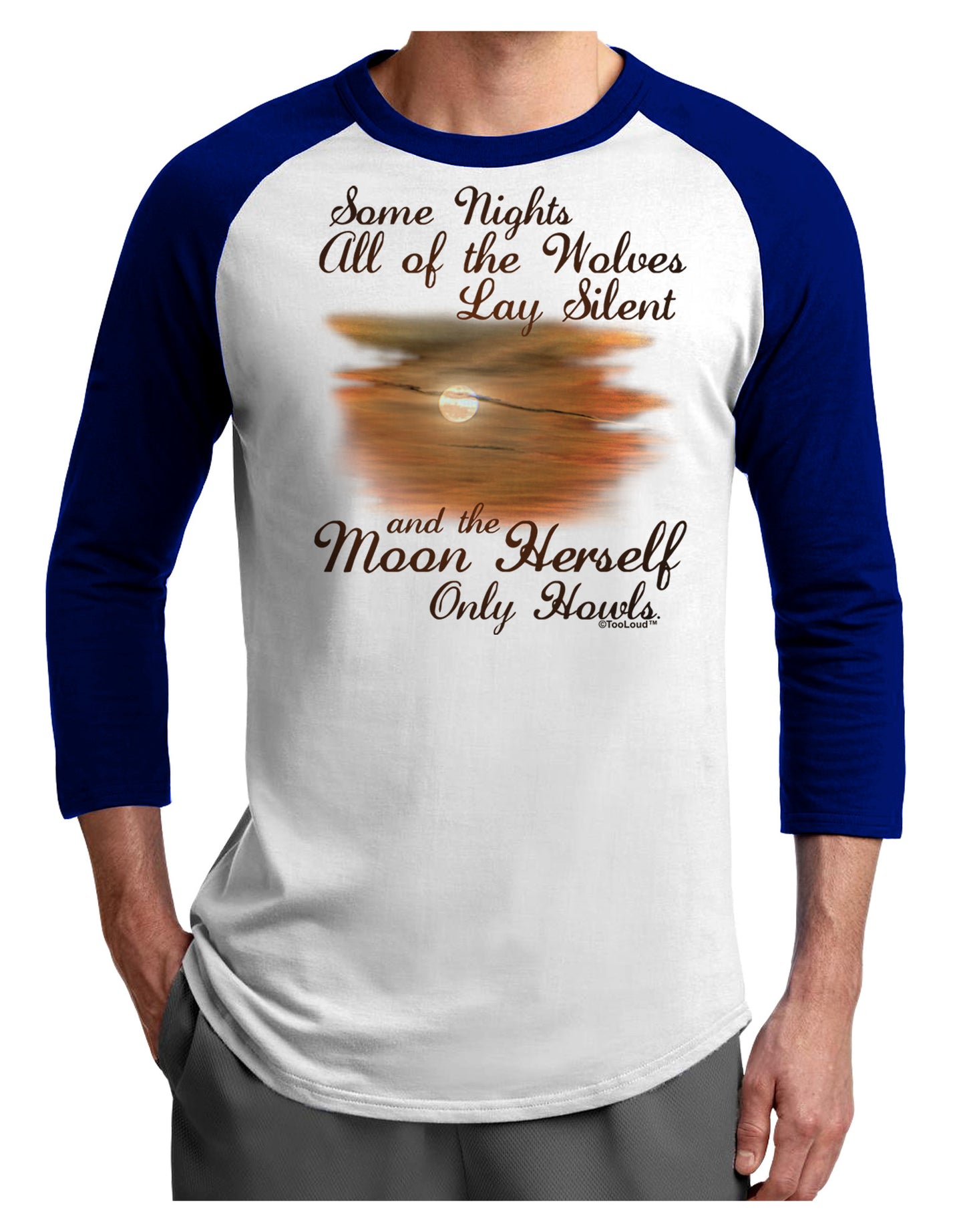 The Moon Herself Howls Adult Raglan Shirt-Raglan Shirt-TooLoud-White-Royal-X-Small-Davson Sales