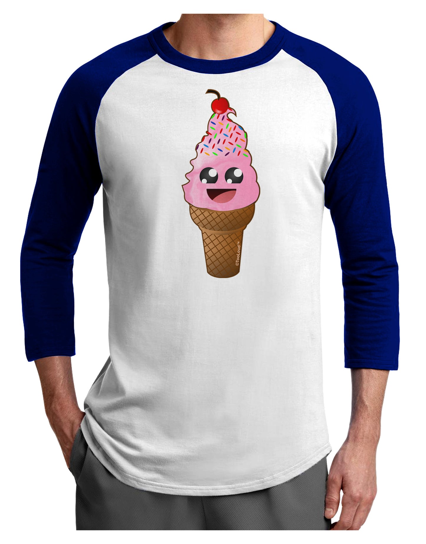 Cute Ice Cream Cone Adult Raglan Shirt-Raglan Shirt-TooLoud-White-Royal-X-Small-Davson Sales