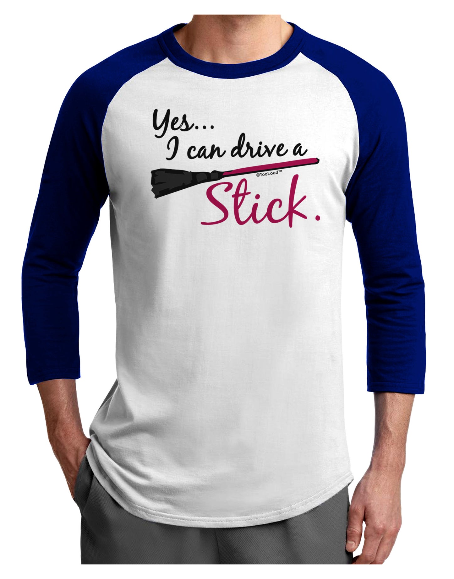 Drive Stick Pink Adult Raglan Shirt-Raglan Shirt-TooLoud-White-Royal-X-Small-Davson Sales
