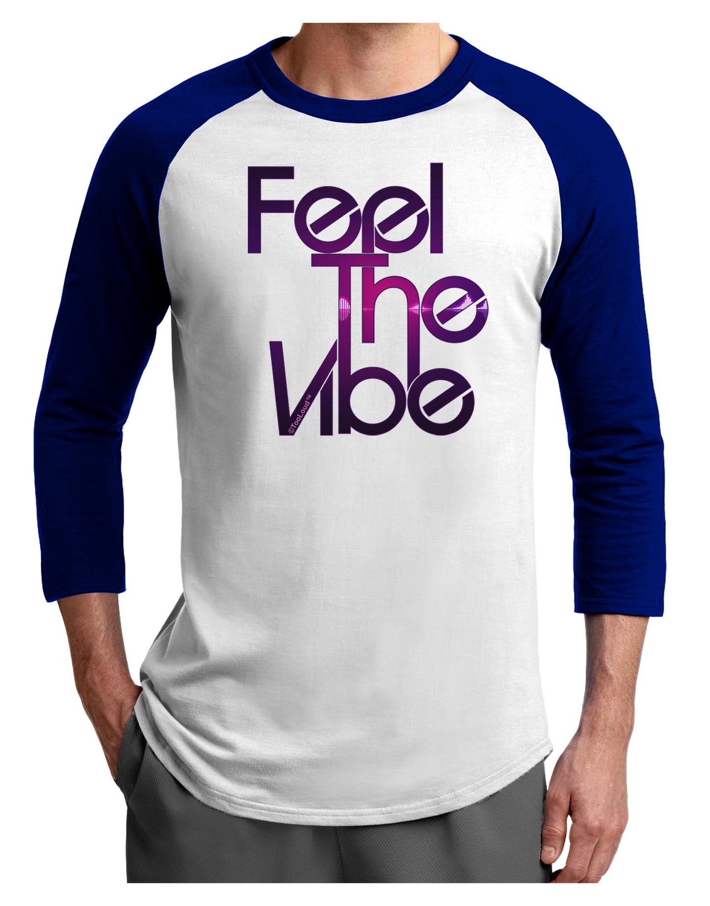 Feel The Vibe Adult Raglan Shirt-Raglan Shirt-TooLoud-White-Royal-X-Small-Davson Sales
