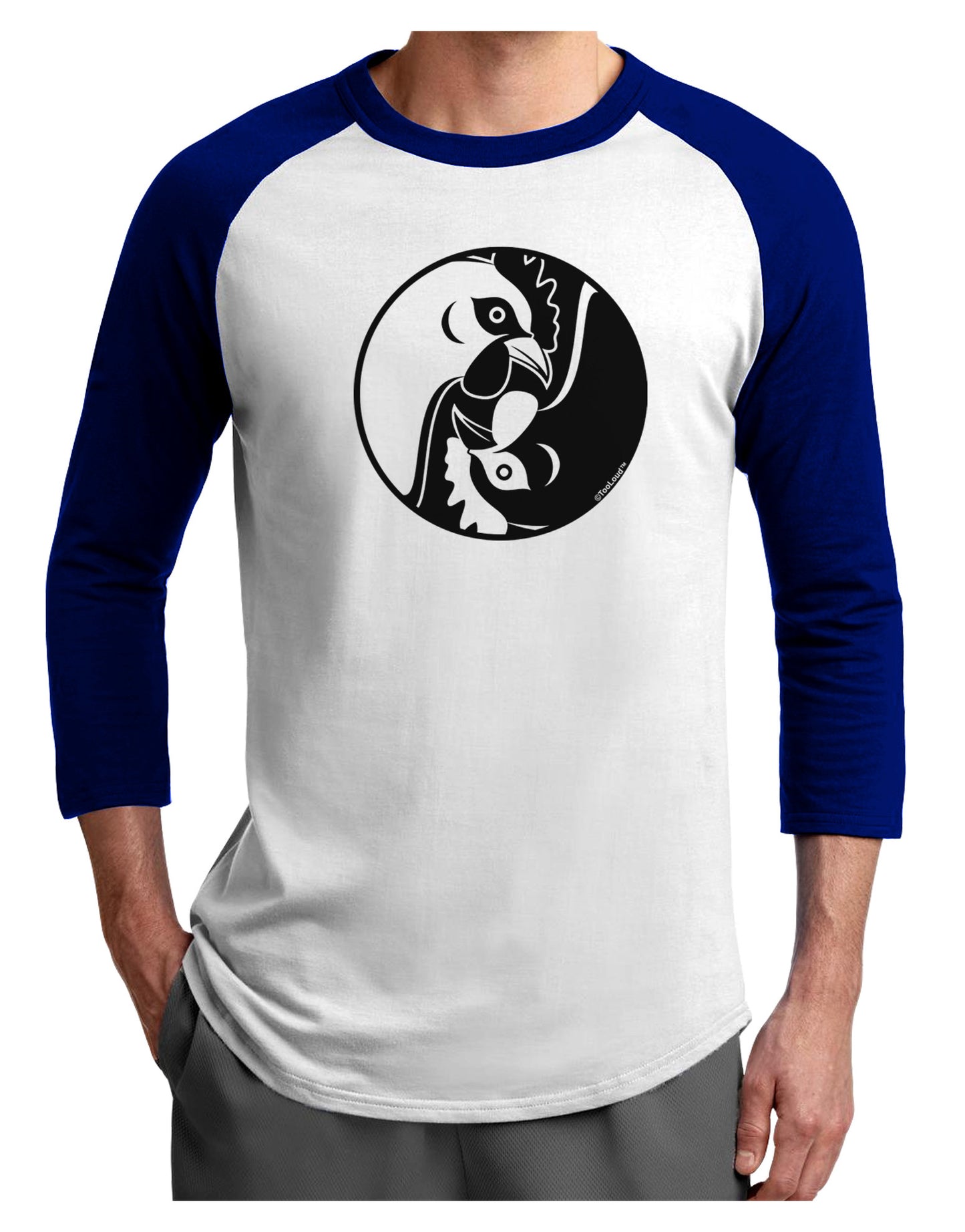 TooLoud Yin Yang Chicken Adult Raglan Shirt-Raglan Shirt-TooLoud-White-Royal-X-Small-Davson Sales