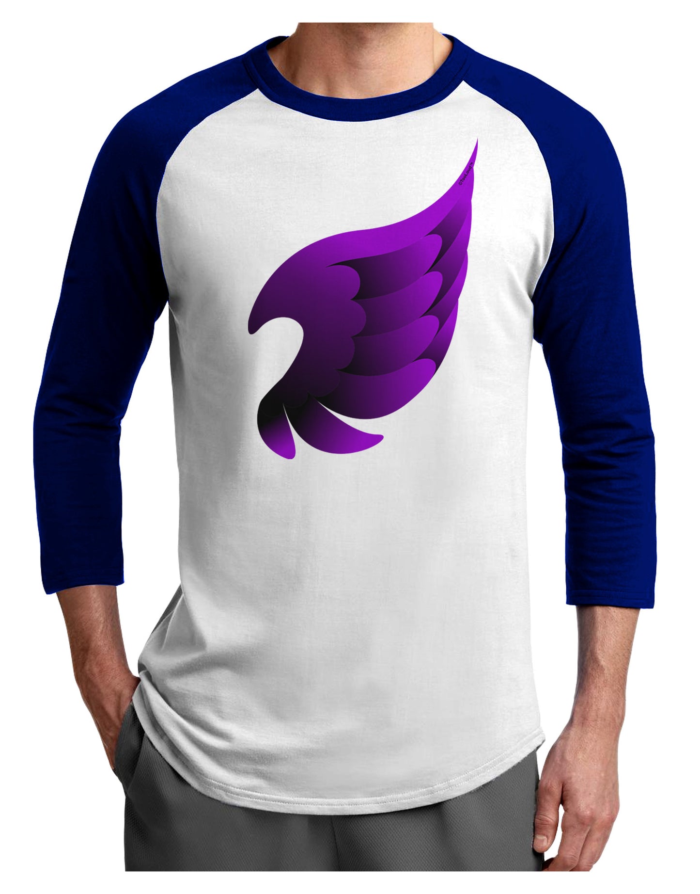Cute Single Dark Angel Wing Black and Purple Adult Raglan Shirt-TooLoud-White-Royal-X-Small-Davson Sales