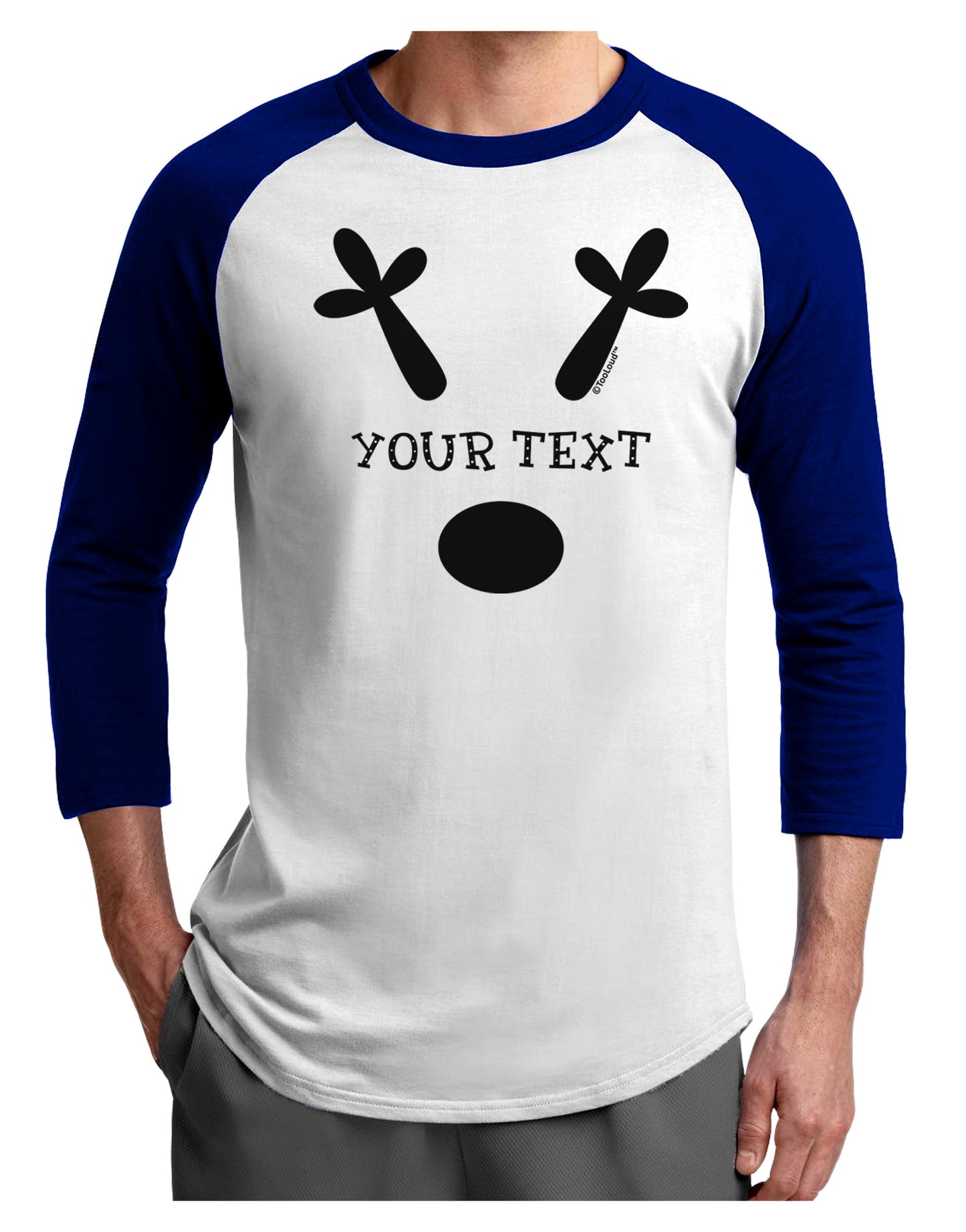 Personalized Matching Reindeer Family Design - Your Text Adult Raglan Shirt-TooLoud-White-Royal-X-Small-Davson Sales