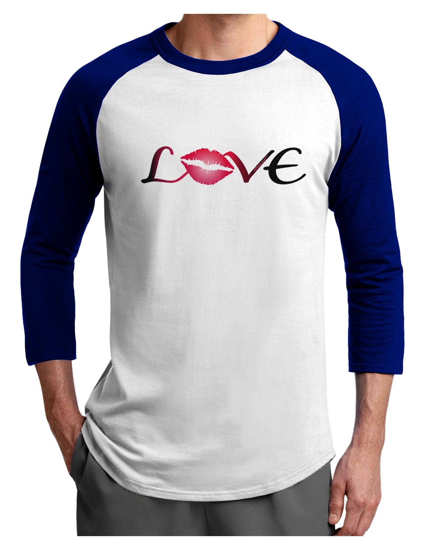 Love Kiss Adult Raglan Shirt-Raglan Shirt-TooLoud-White-Royal-X-Small-Davson Sales