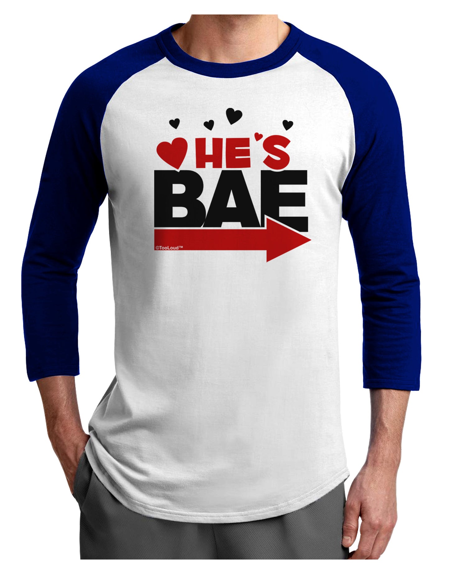 He's BAE - Right Arrow Adult Raglan Shirt-Raglan Shirt-TooLoud-White-Royal-X-Small-Davson Sales