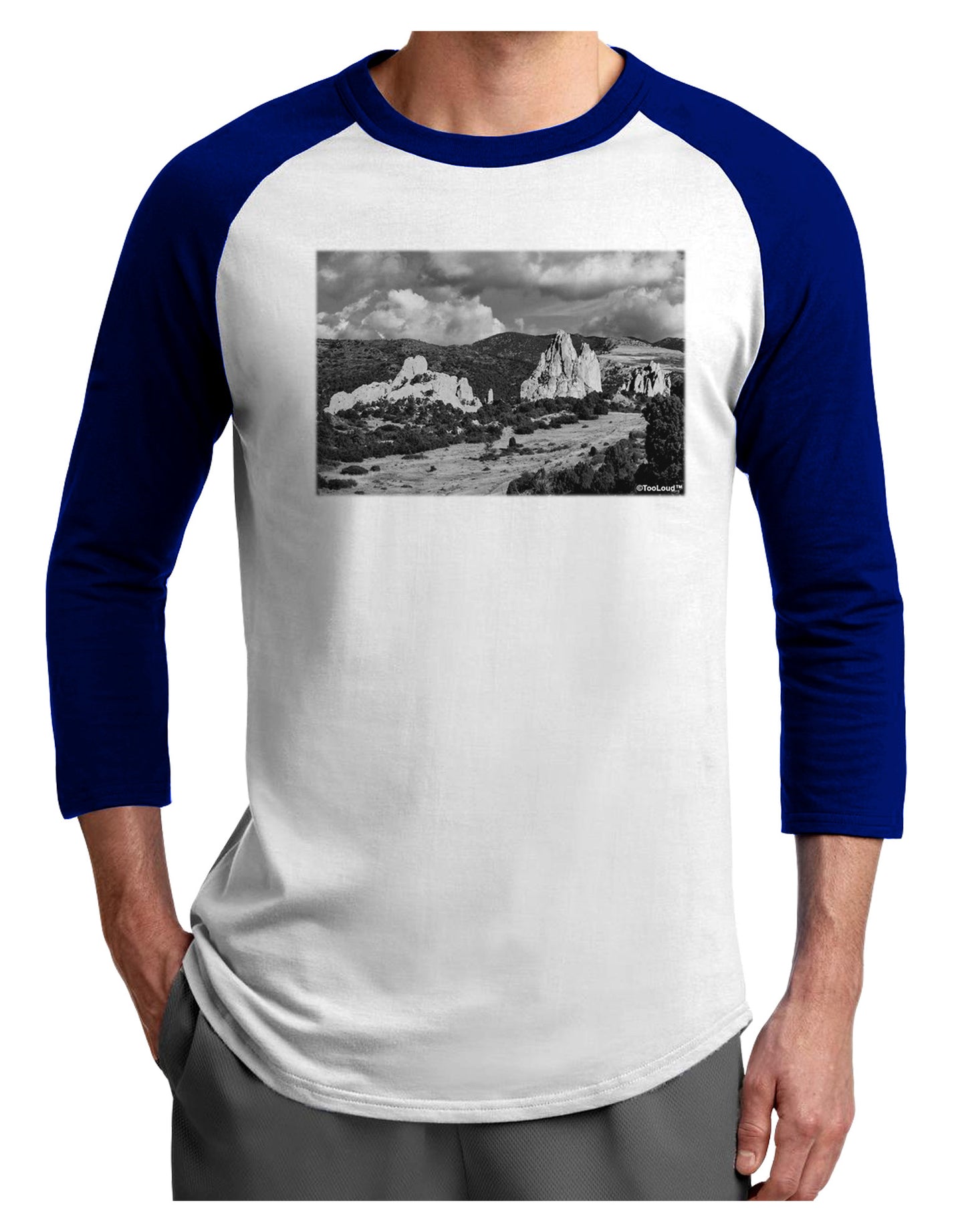 CO Mountain Forest Scene Adult Raglan Shirt-Raglan Shirt-TooLoud-White-Royal-X-Small-Davson Sales