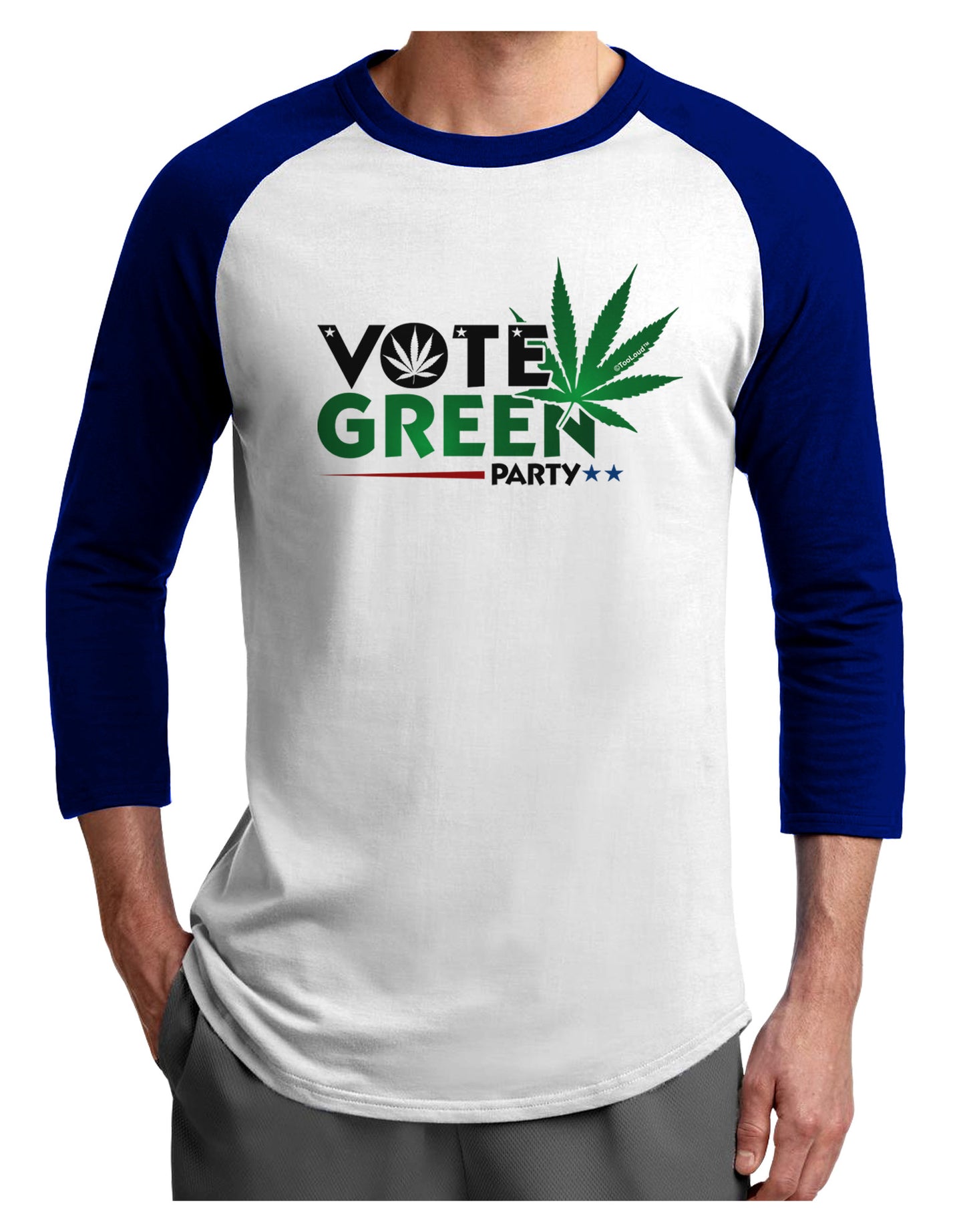 Vote Green Party - Marijuana Adult Raglan Shirt-Raglan Shirt-TooLoud-White-Royal-X-Small-Davson Sales