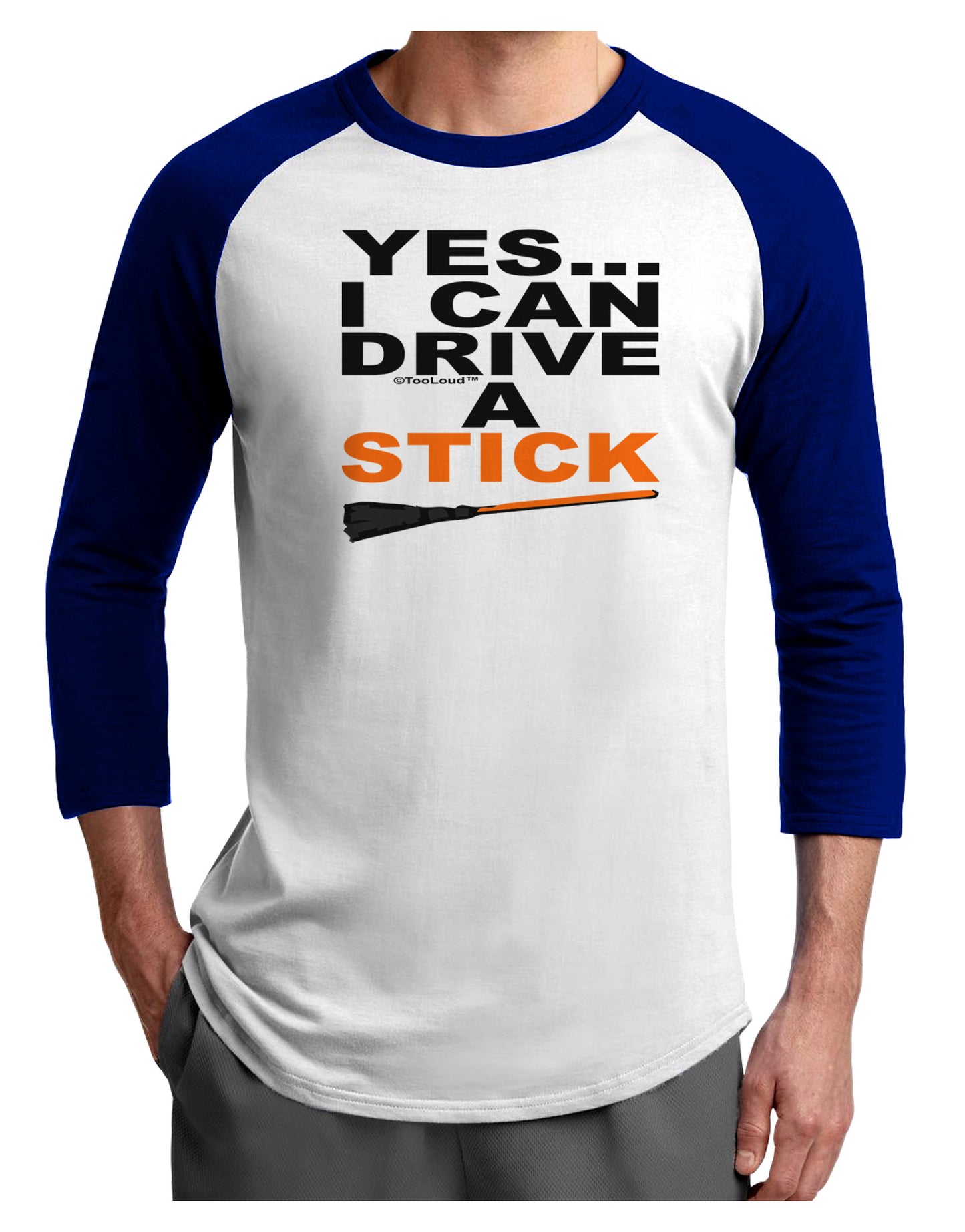 Drive Stick Orange Adult Raglan Shirt-Raglan Shirt-TooLoud-White-Royal-X-Small-Davson Sales