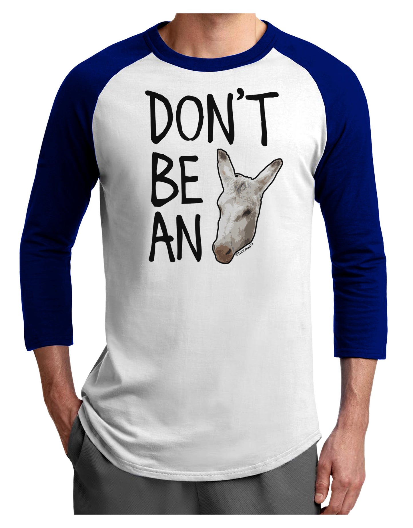Don't Be An Ass Adult Raglan Shirt-Raglan Shirt-TooLoud-White-Royal-X-Small-Davson Sales
