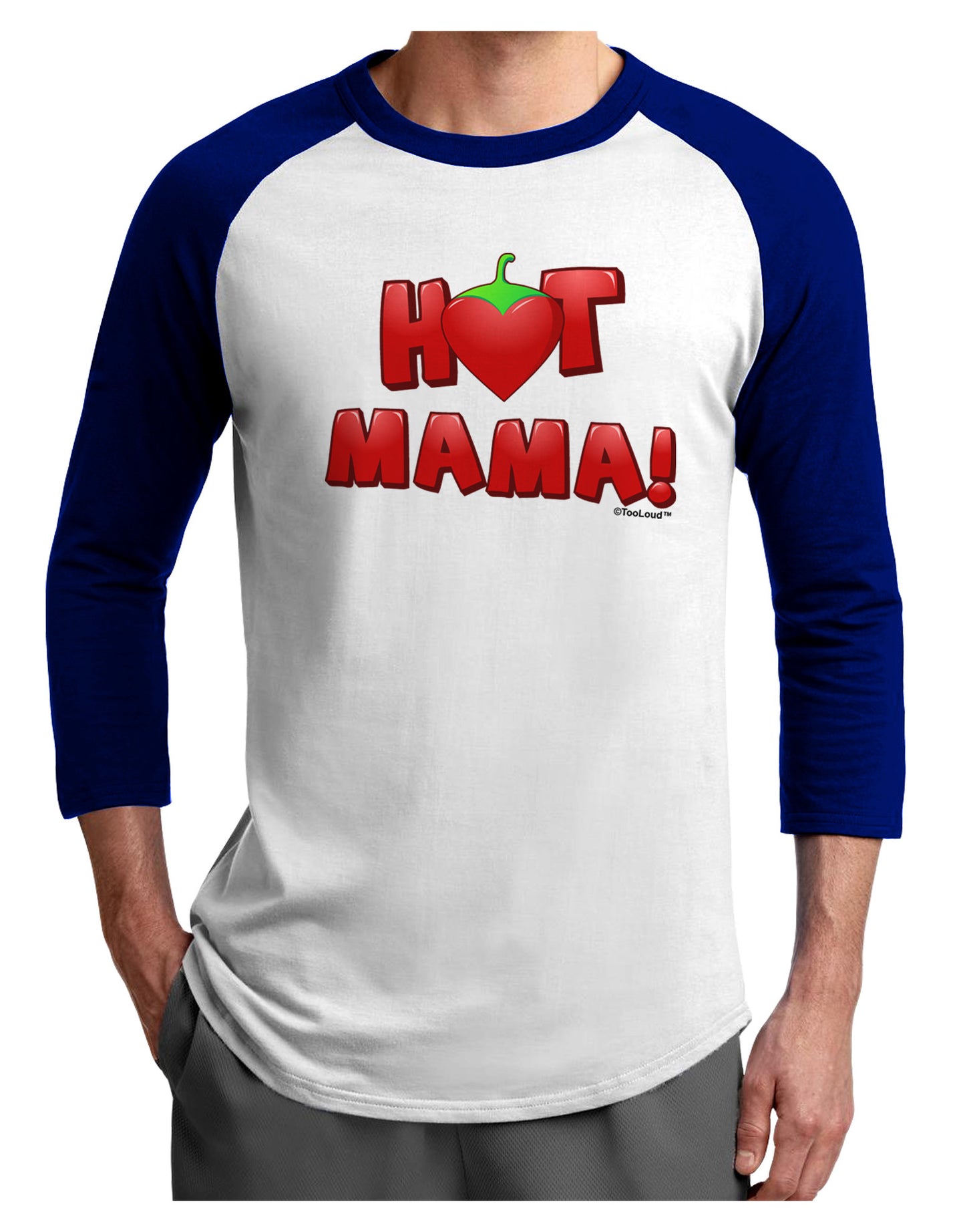 Hot Mama Chili Heart Adult Raglan Shirt-TooLoud-White-Royal-X-Small-Davson Sales