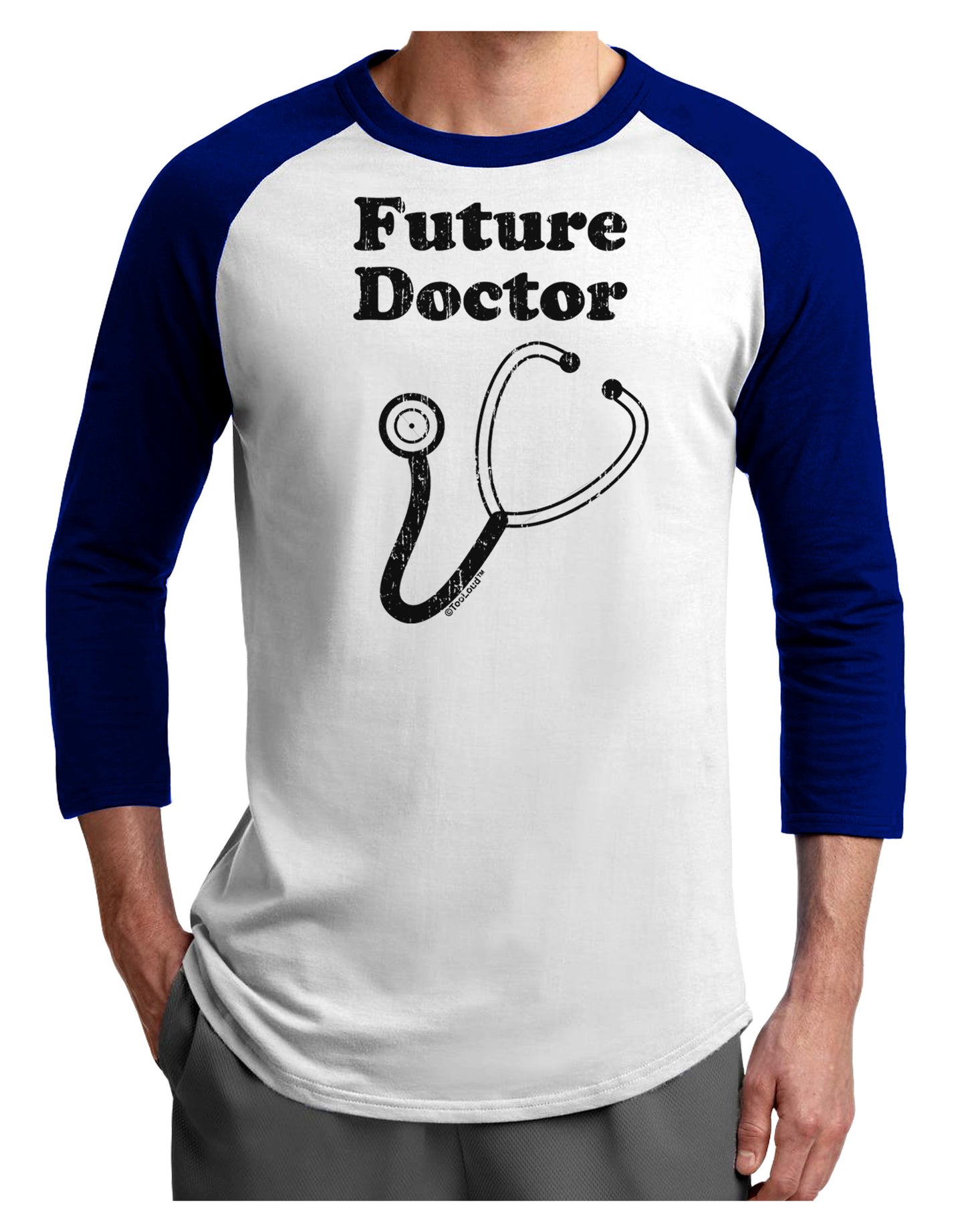 Future Doctor Distressed Adult Raglan Shirt-TooLoud-White-Royal-X-Small-Davson Sales