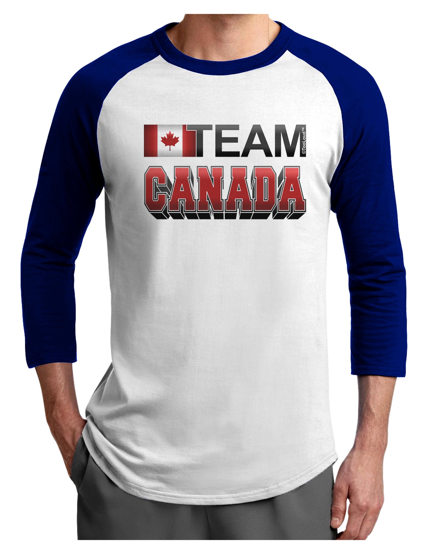 Sporty Team Canada Adult Raglan Shirt-Raglan Shirt-TooLoud-White-Royal-X-Small-Davson Sales