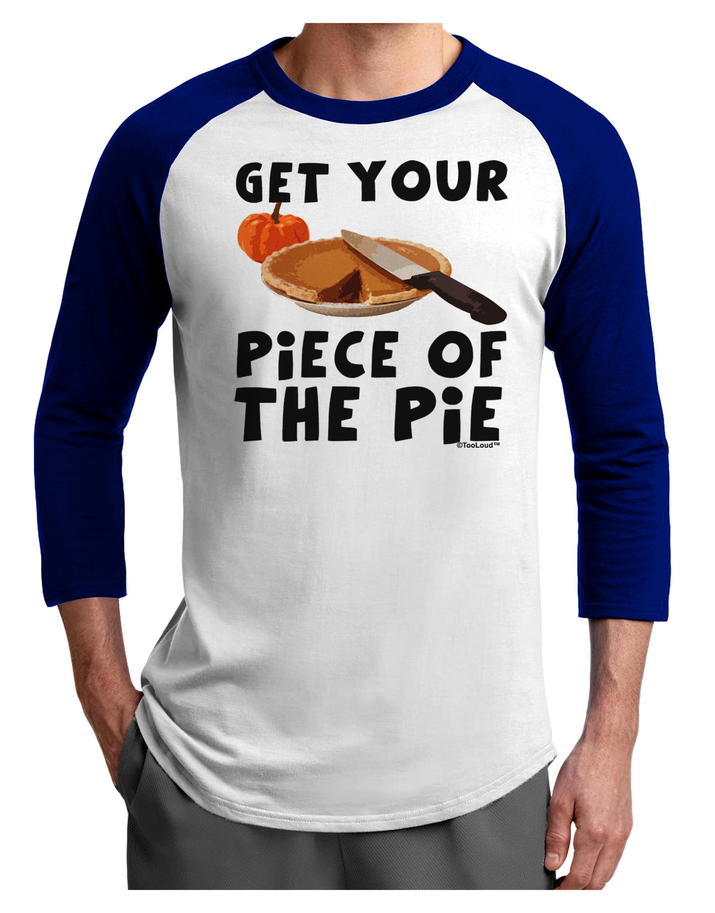 Get Your Piece Adult Raglan Shirt-TooLoud-White-Royal-X-Small-Davson Sales