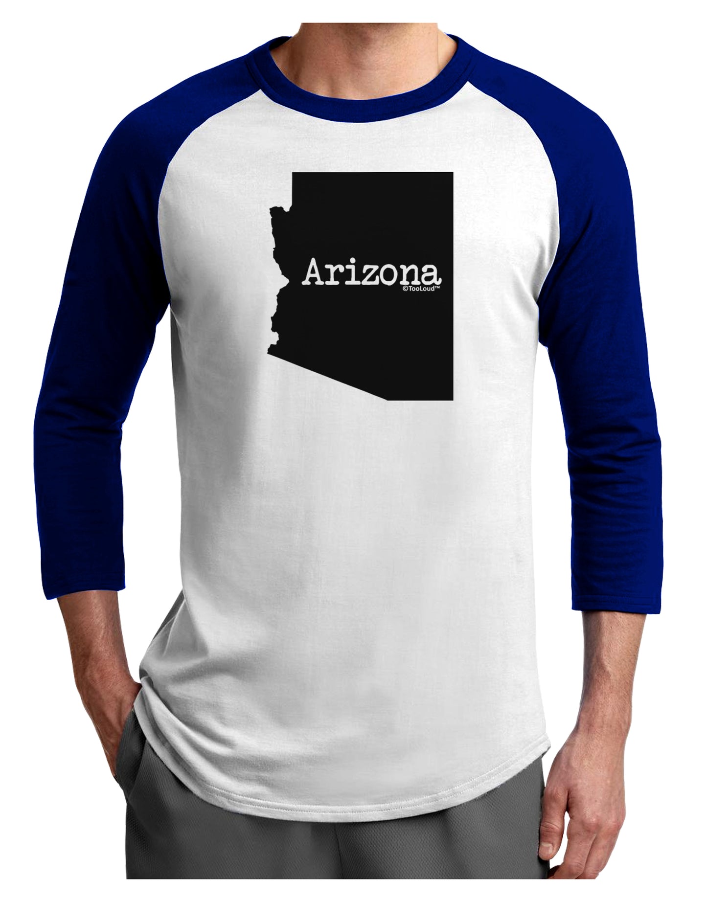 Arizona - United States Shape Adult Raglan Shirt by TooLoud-TooLoud-White-Royal-X-Small-Davson Sales