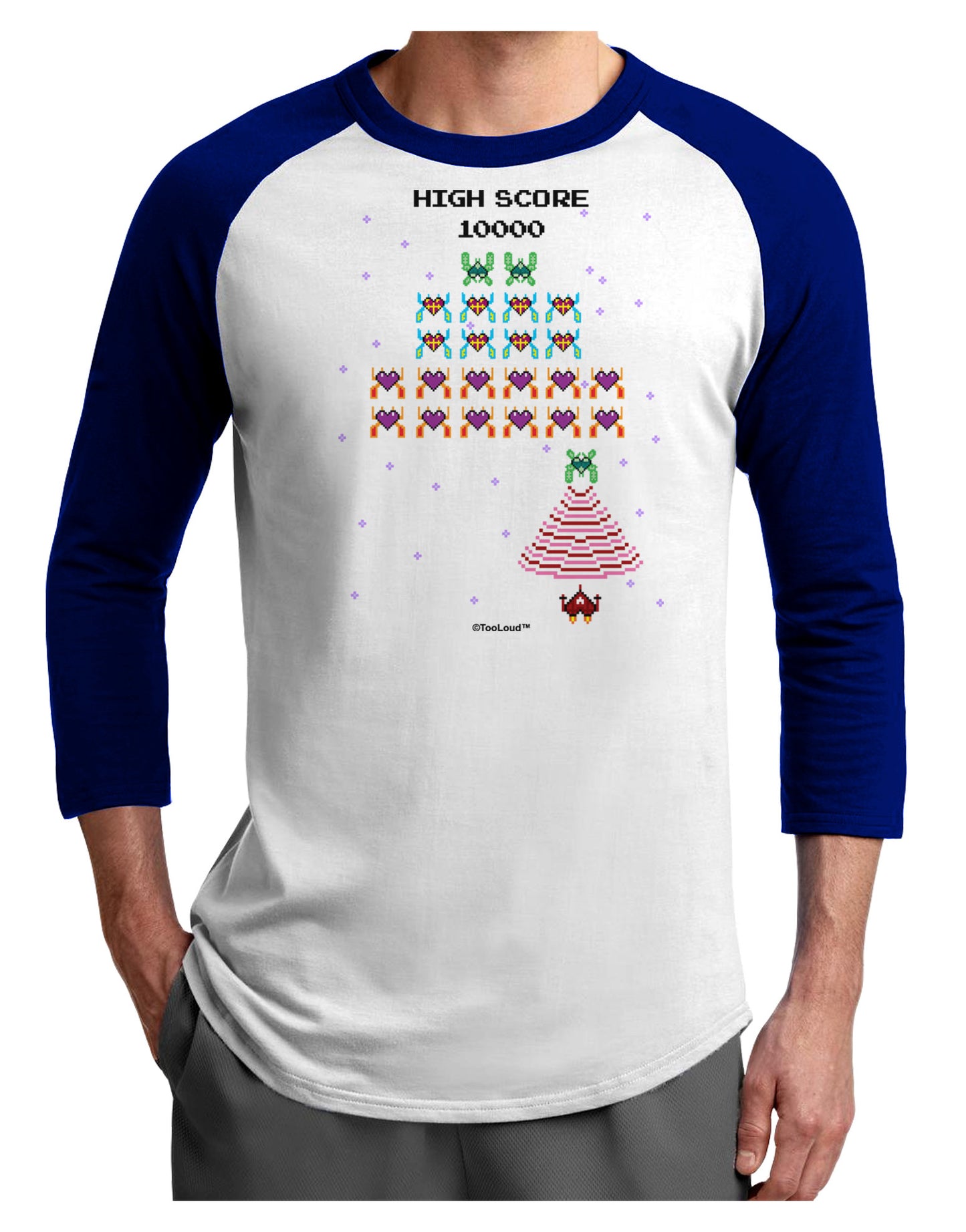 Retro Heart Fighter Adult Raglan Shirt-TooLoud-White-Royal-X-Small-Davson Sales