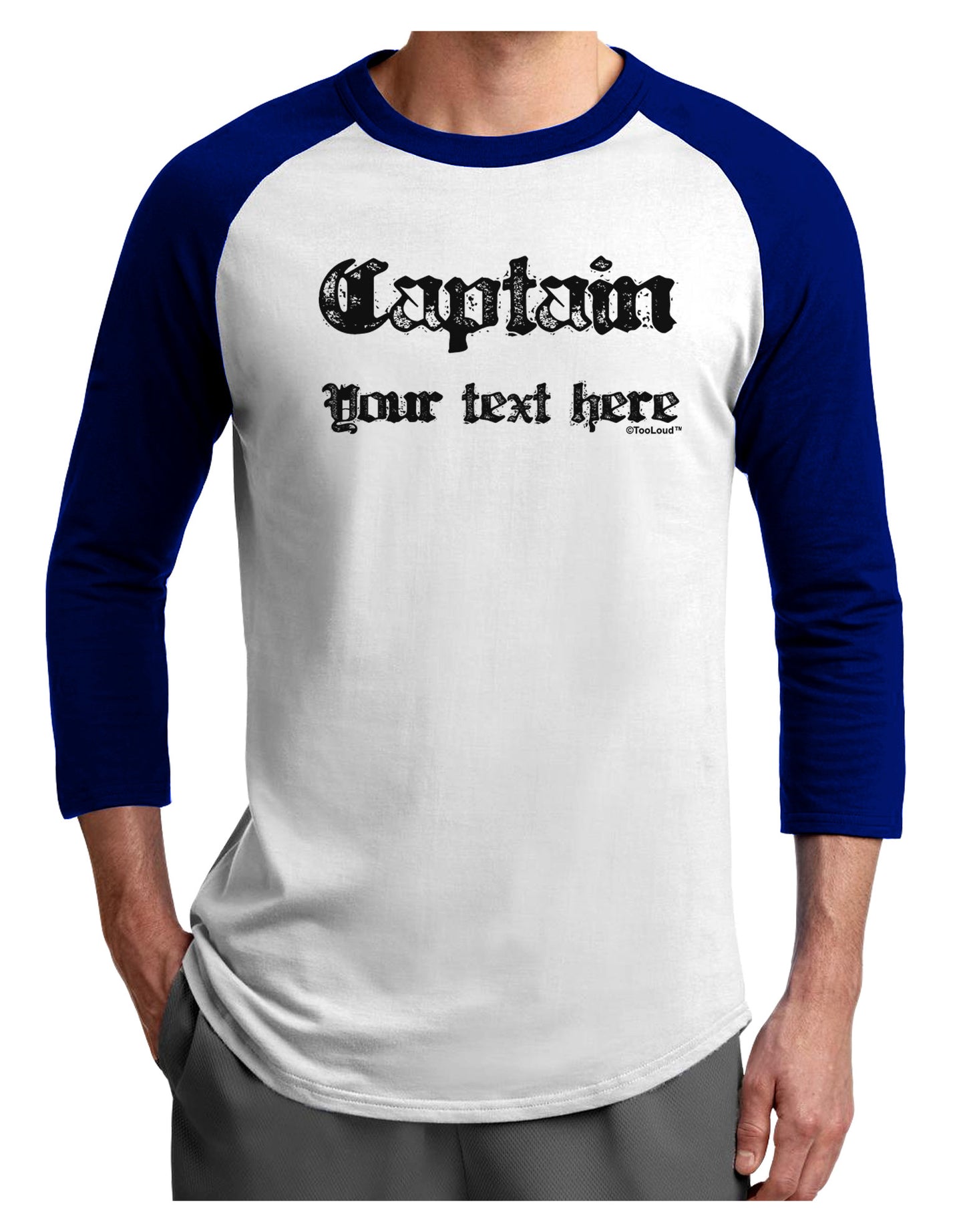 Personalized Captain Adult Raglan Shirt-Raglan Shirt-TooLoud-White-Royal-X-Small-Davson Sales