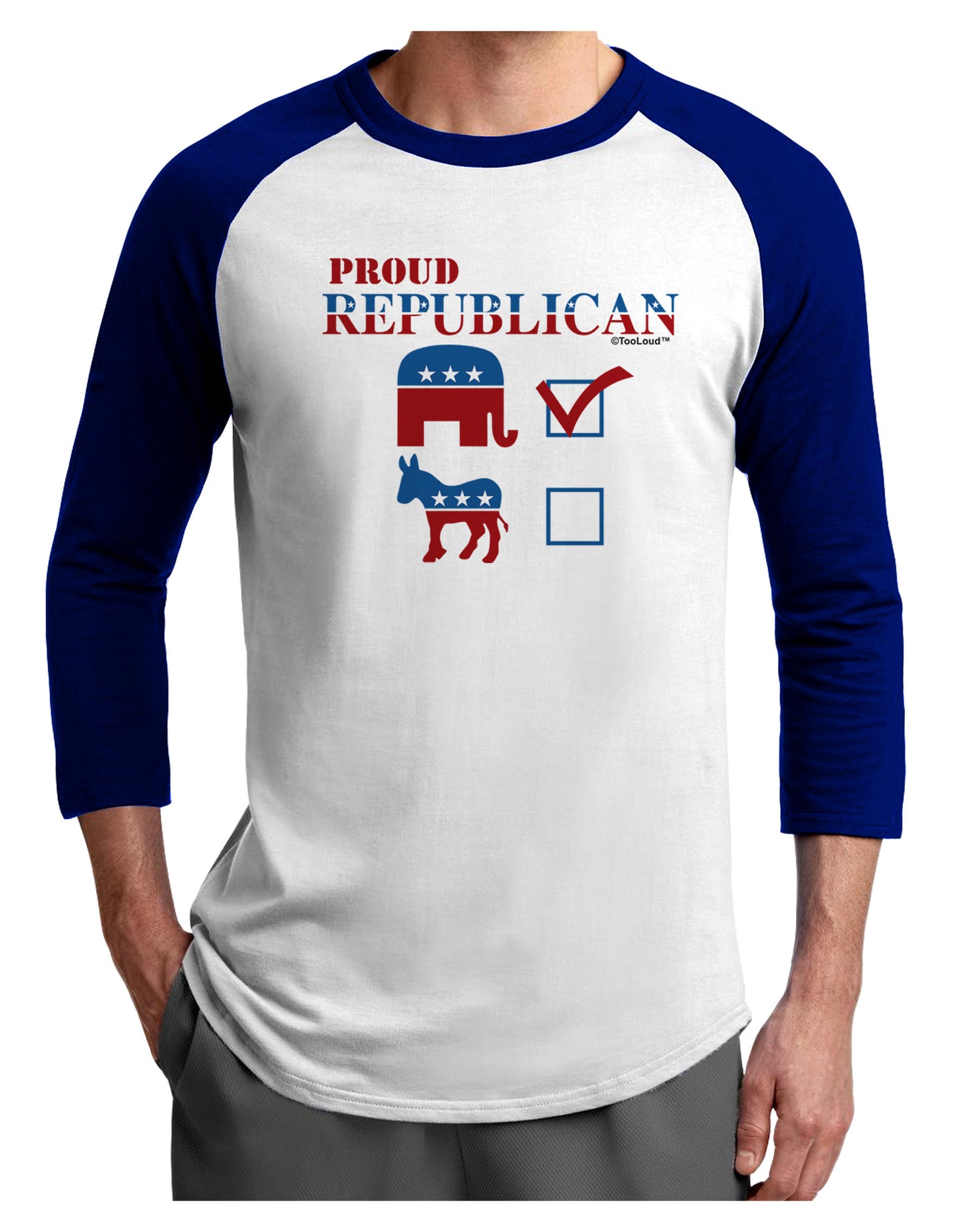 Proud Republican Checkmark Adult Raglan Shirt-Raglan Shirt-TooLoud-White-Royal-X-Small-Davson Sales