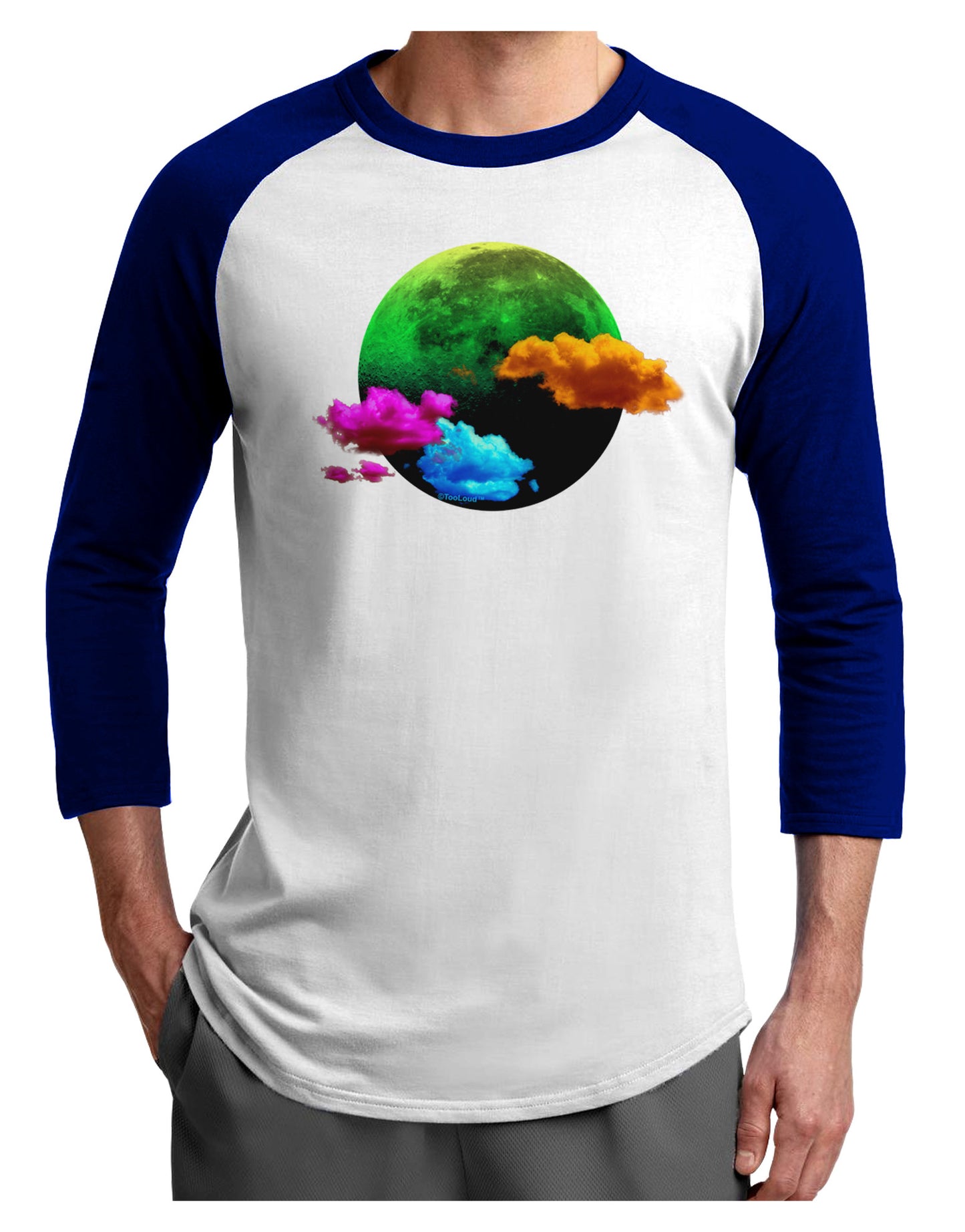 Moon Dream Hallucination Adult Raglan Shirt-Raglan Shirt-TooLoud-White-Royal-X-Small-Davson Sales