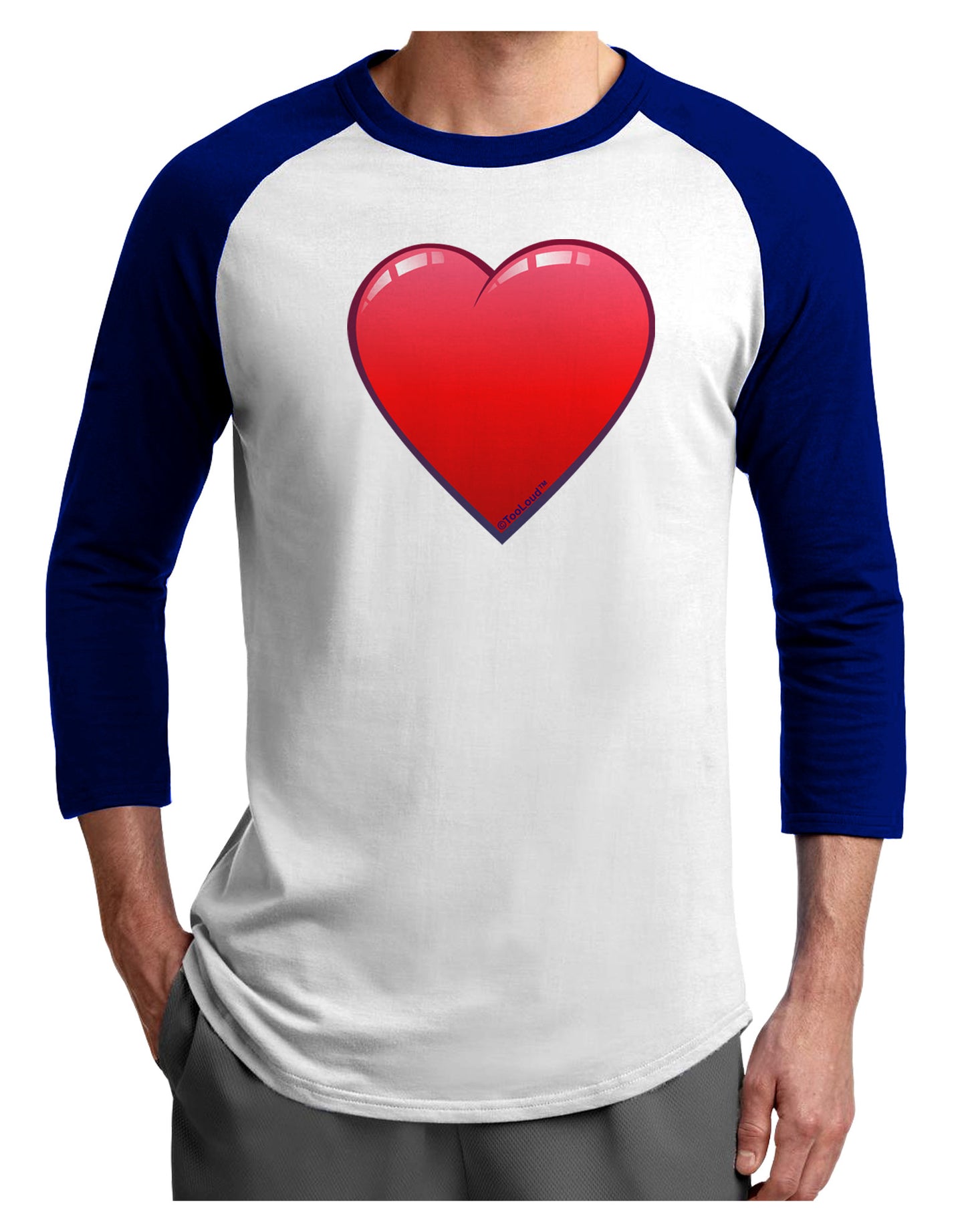 Cute Cartoon Heart Adult Raglan Shirt by-Raglan Shirt-TooLoud-White-Royal-X-Small-Davson Sales