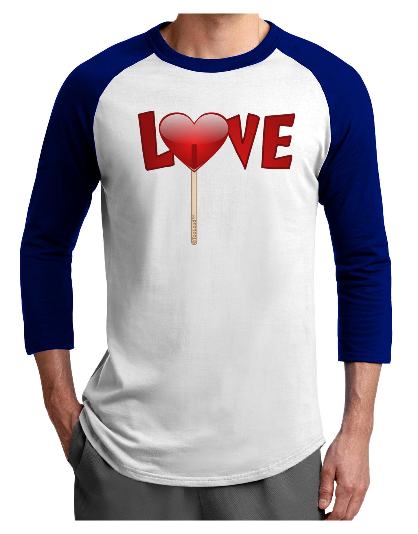 Love Lollipop Adult Raglan Shirt-TooLoud-White-Royal-X-Small-Davson Sales