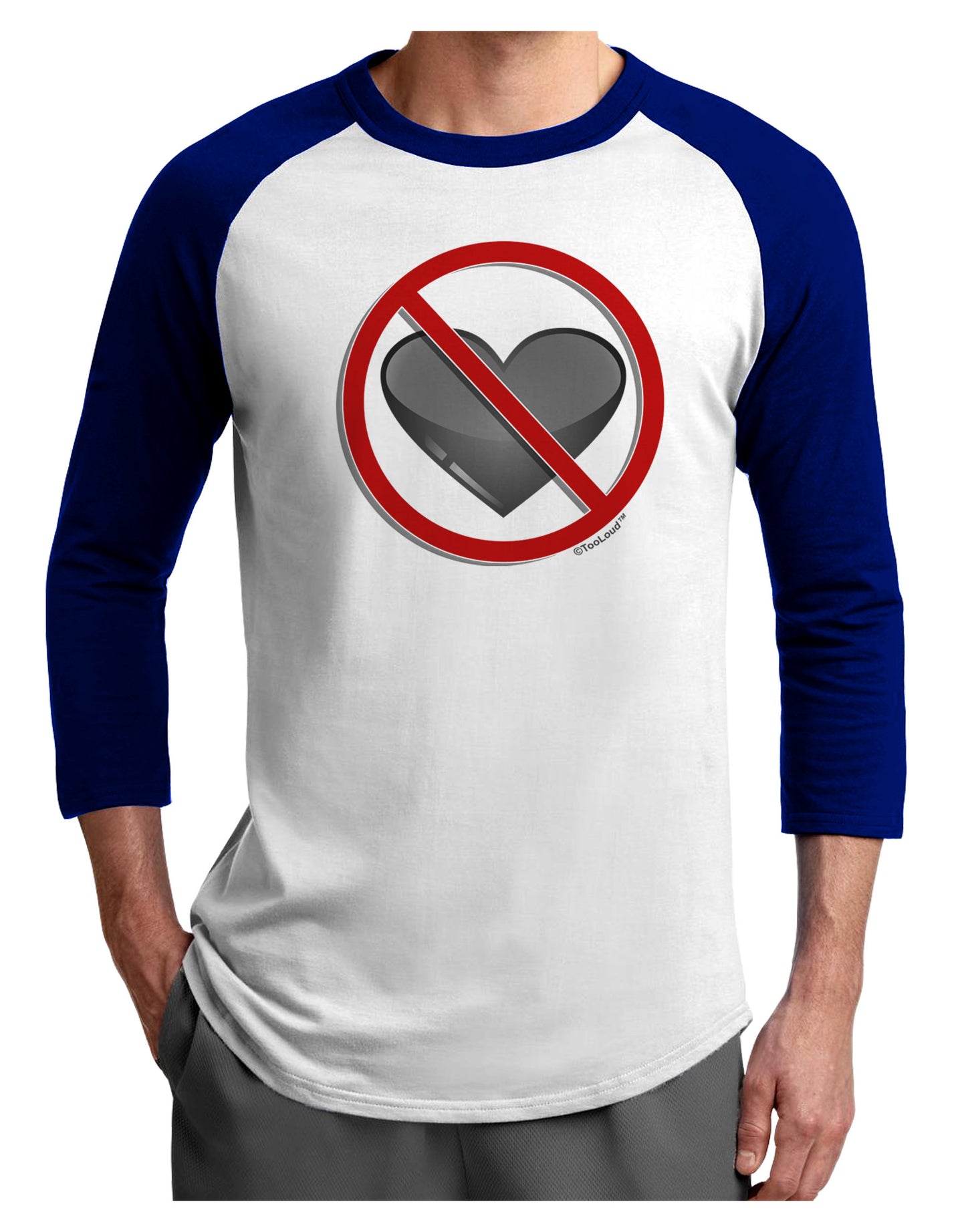 No Love Symbol Adult Raglan Shirt-Raglan Shirt-TooLoud-White-Royal-X-Small-Davson Sales