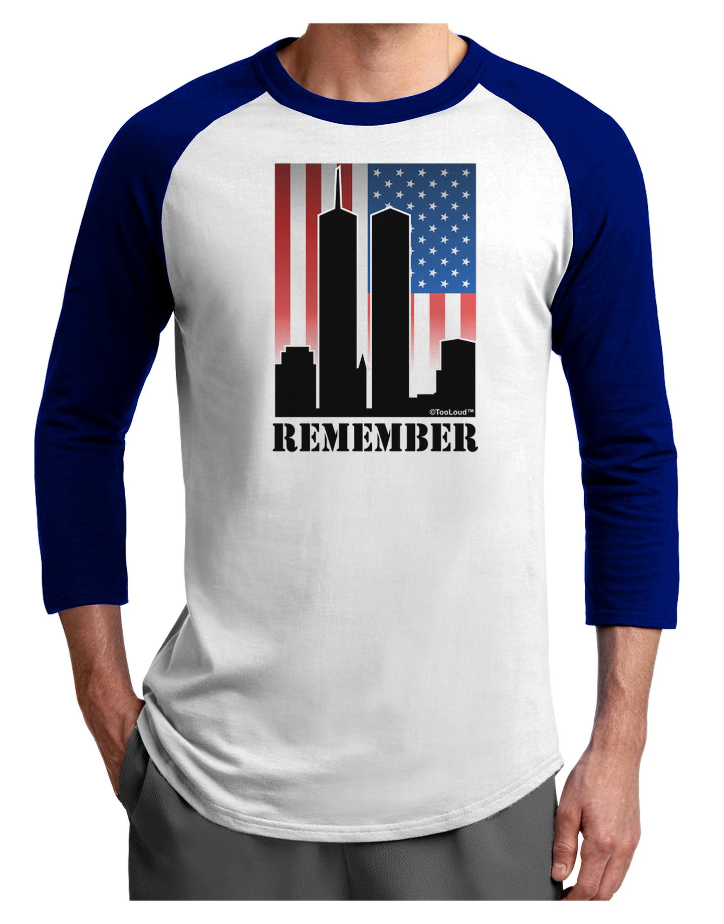 TooLoud Twin Towers Remember Adult Raglan Shirt-Raglan Shirt-TooLoud-White-Royal-X-Small-Davson Sales