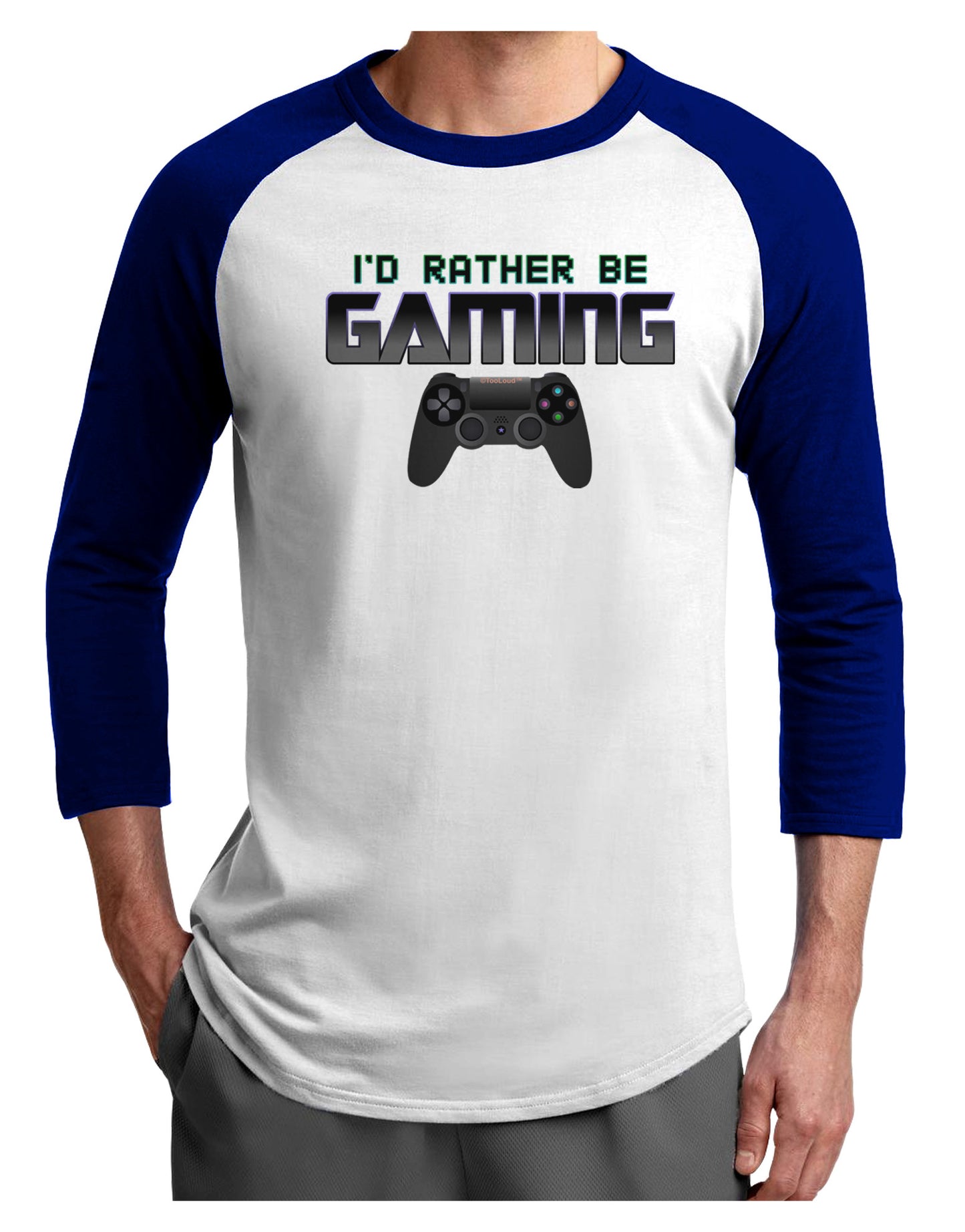 I'd Rather Be Gaming Adult Raglan Shirt-Raglan Shirt-TooLoud-White-Royal-X-Small-Davson Sales