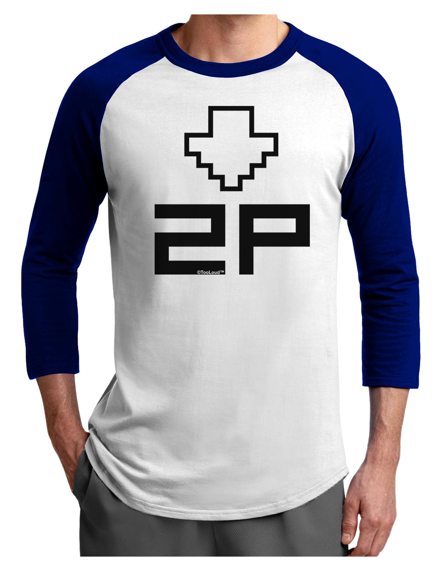 Player Two Selection Icon Adult Raglan Shirt-TooLoud-White-Royal-X-Small-Davson Sales