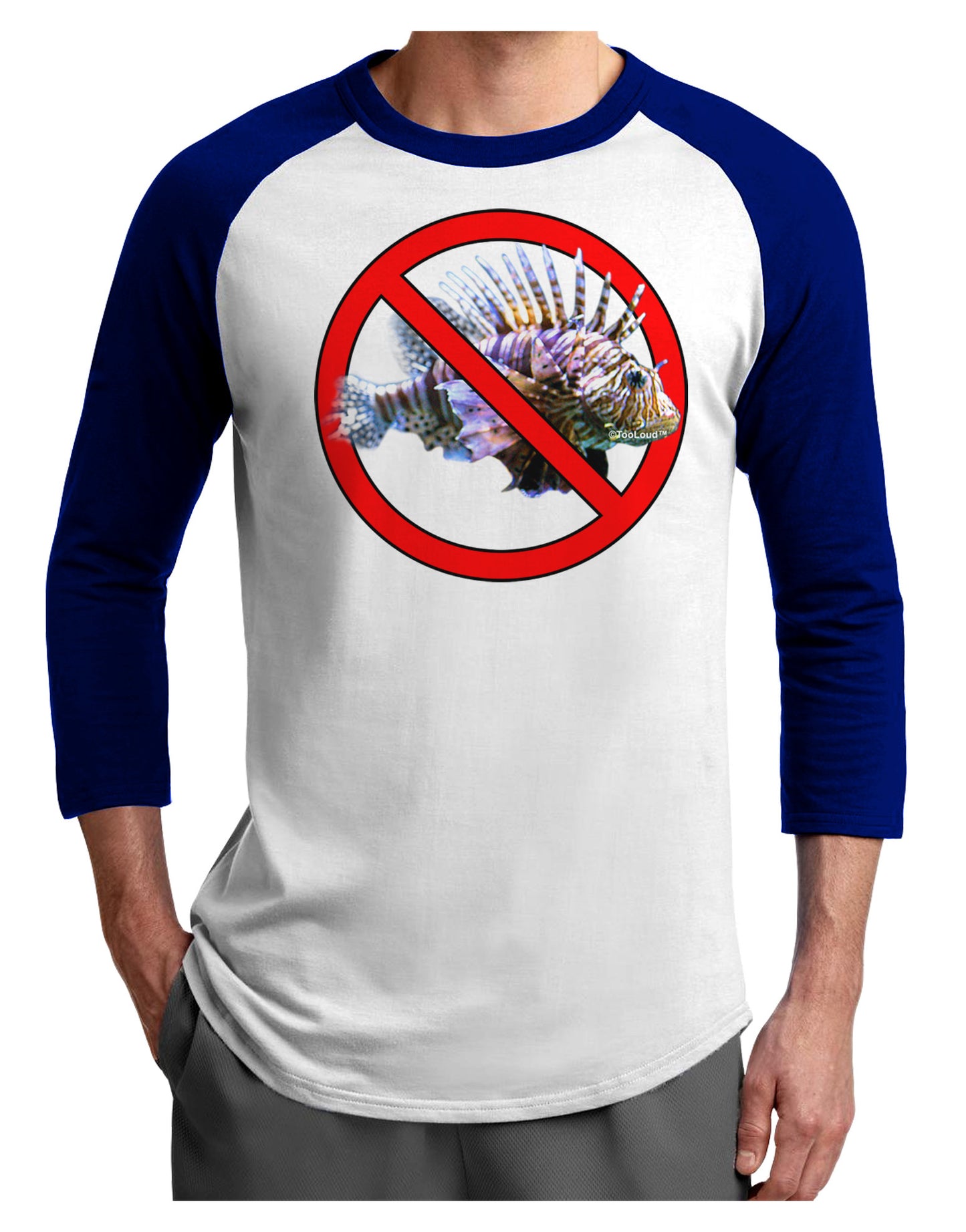No Lionfish Adult Raglan Shirt-Raglan Shirt-TooLoud-White-Royal-X-Small-Davson Sales
