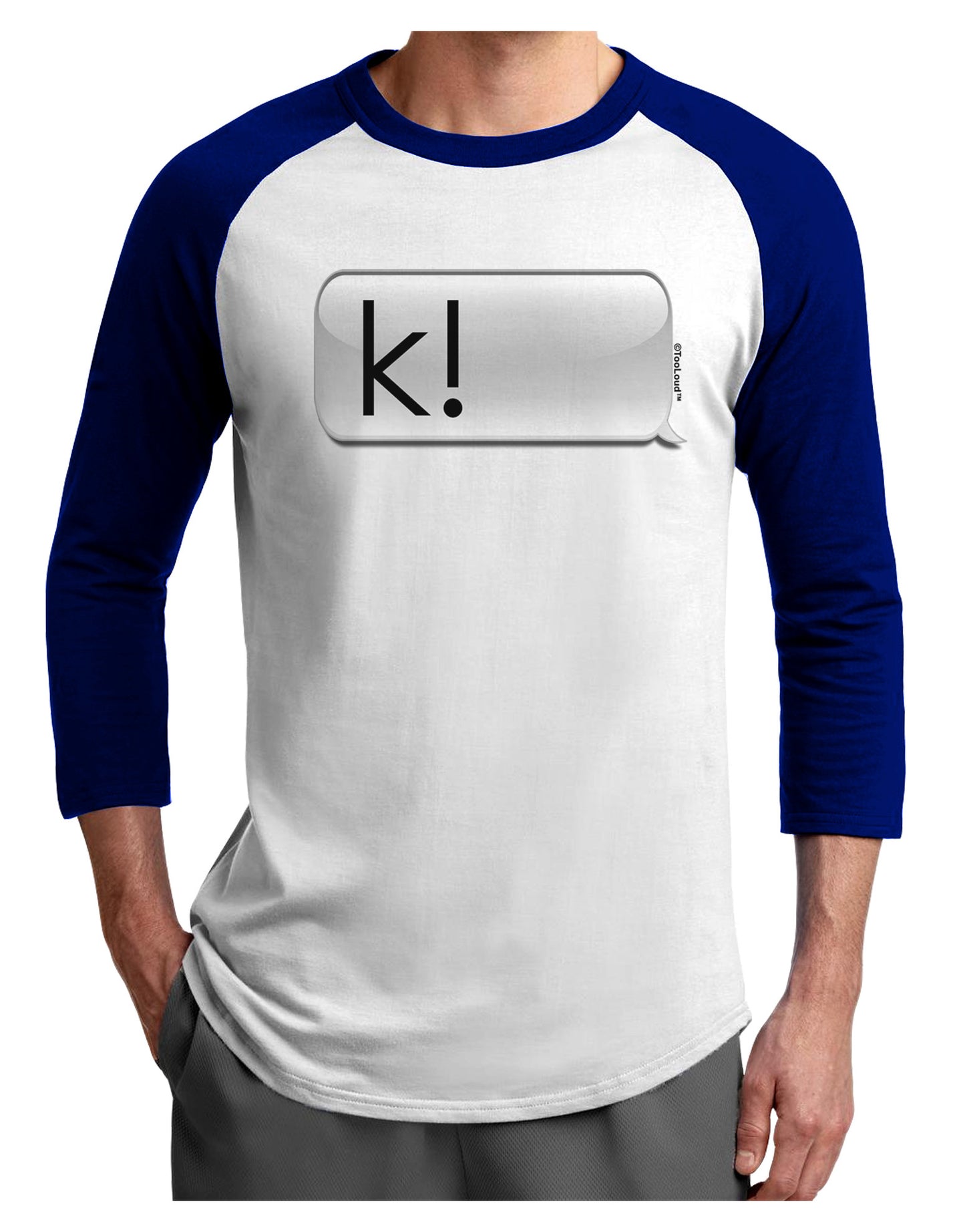 K Text Bubble Adult Raglan Shirt-TooLoud-White-Royal-X-Small-Davson Sales