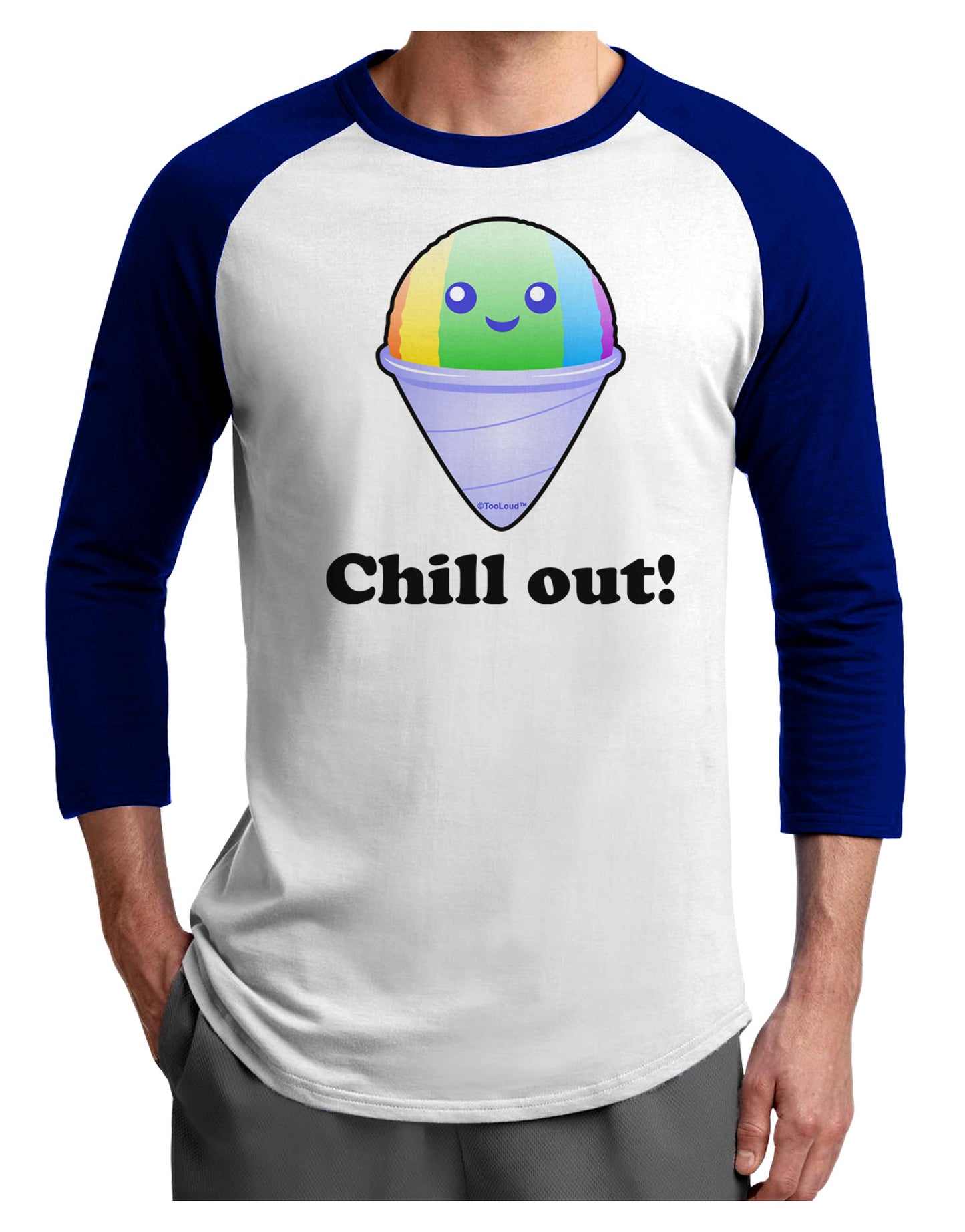 Cute Shaved Ice Chill Out Adult Raglan Shirt-Raglan Shirt-TooLoud-White-Royal-X-Small-Davson Sales