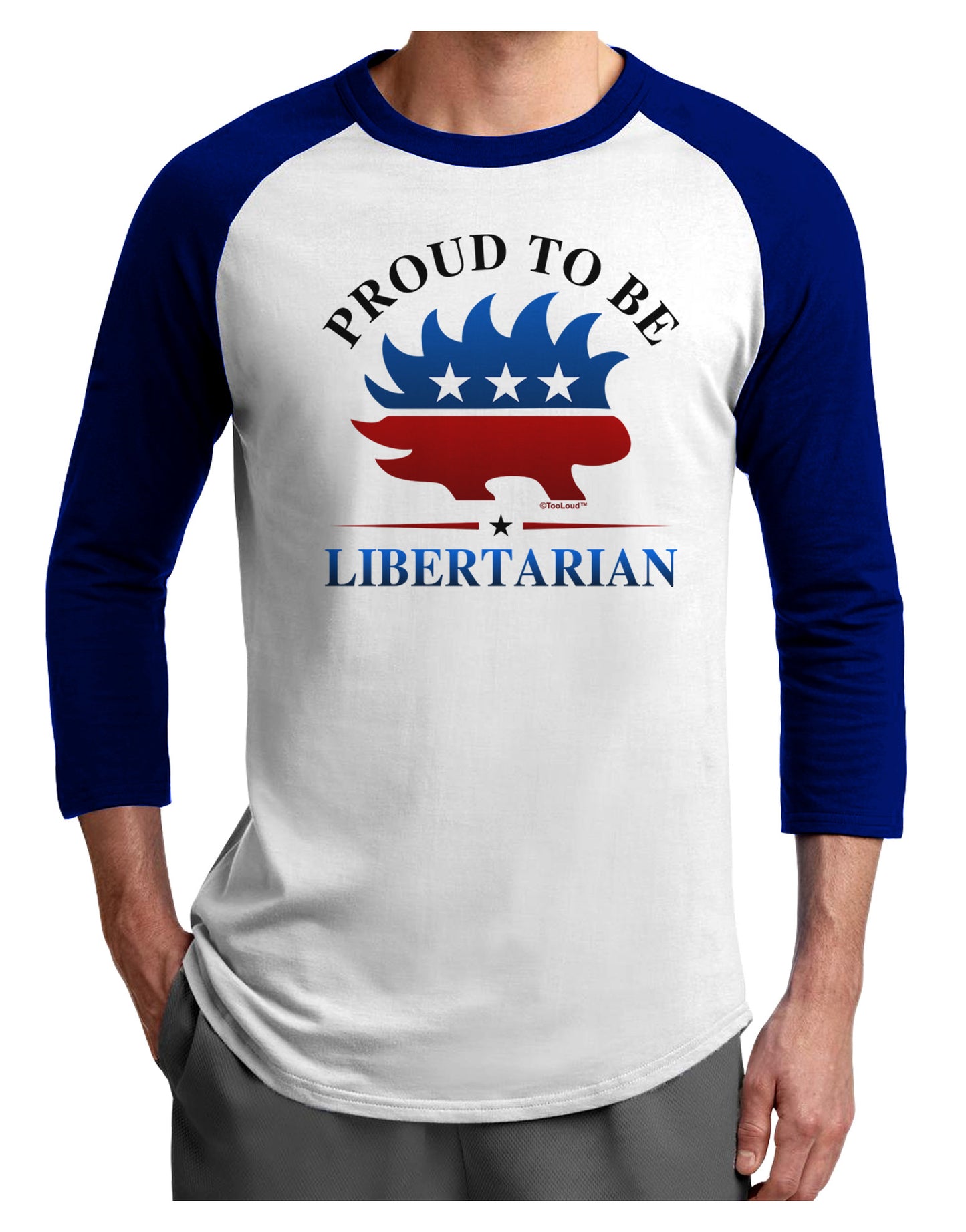 Proud To Be Libertarian Adult Raglan Shirt-Raglan Shirt-TooLoud-White-Royal-X-Small-Davson Sales