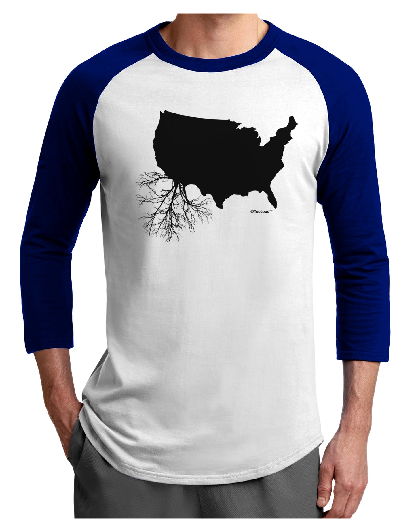 American Roots Design Adult Raglan Shirt by TooLoud-TooLoud-White-Royal-X-Small-Davson Sales