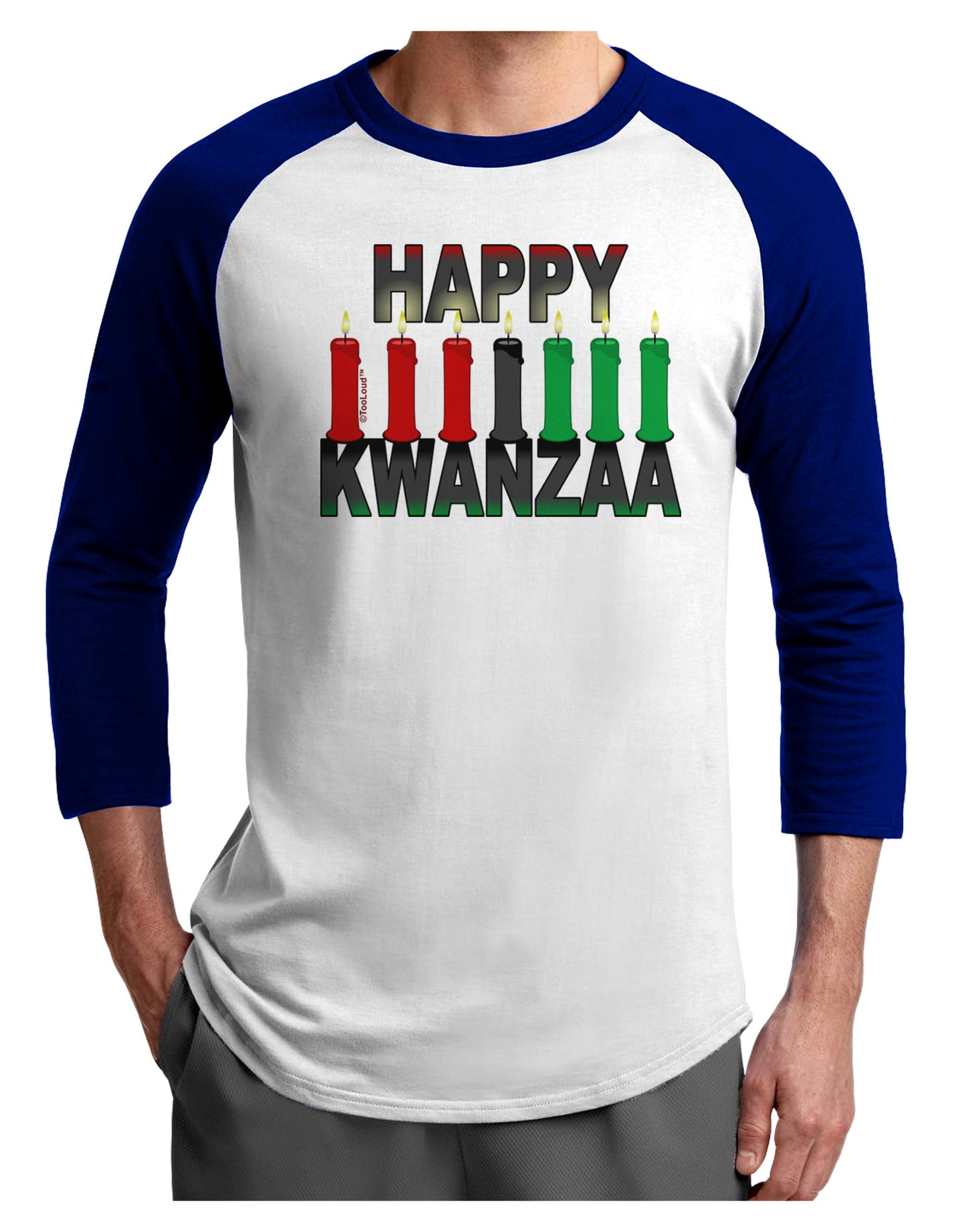 Happy Kwanzaa Candles Adult Raglan Shirt-Raglan Shirt-TooLoud-White-Royal-X-Small-Davson Sales